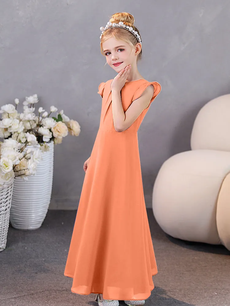 Cap Sleeves Chiffon Junior Bridesmaid Dresses