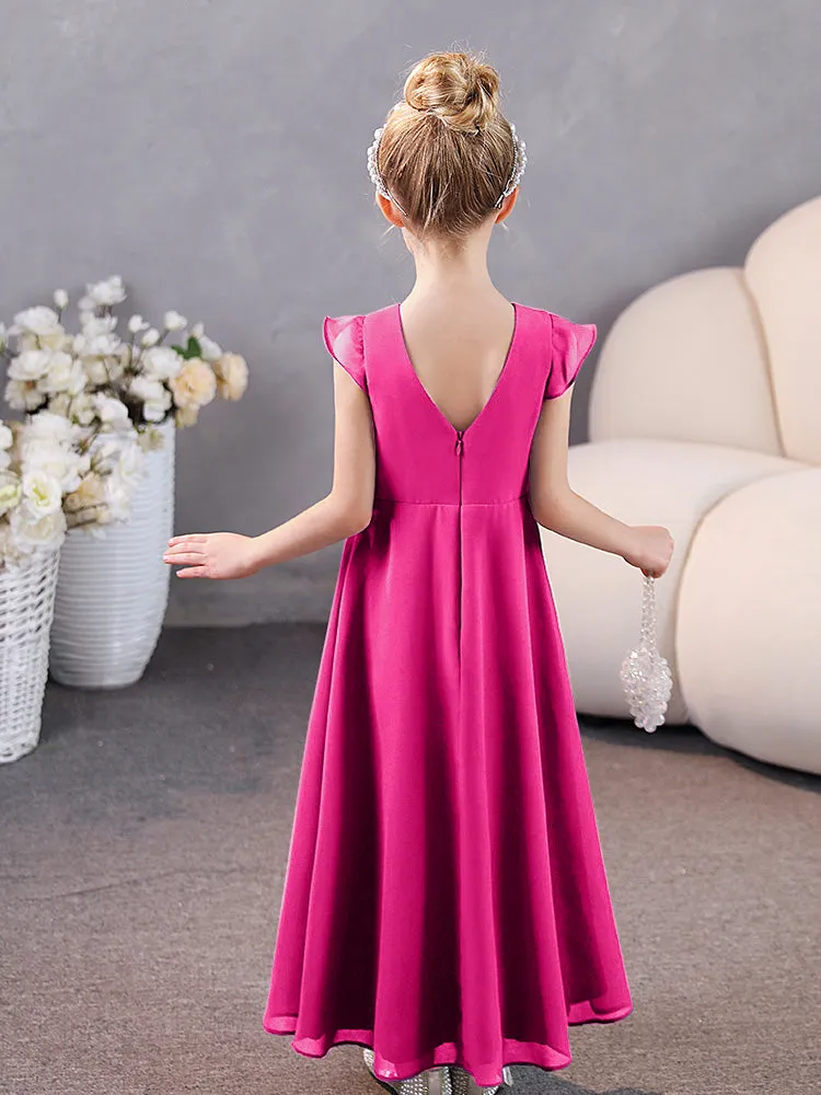 Cap Sleeves Chiffon Junior Bridesmaid Dresses