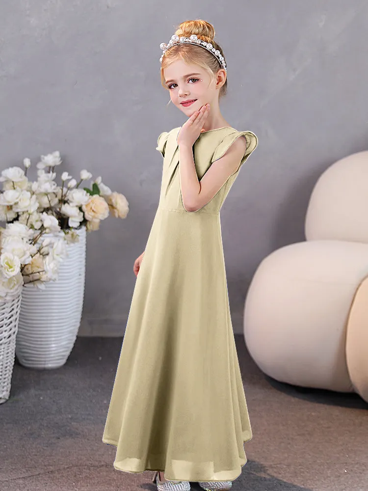 Cap Sleeves Chiffon Junior Bridesmaid Dresses