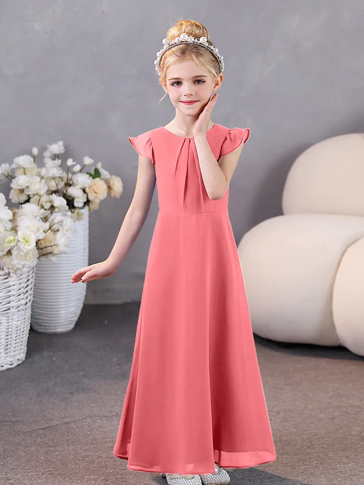 Cap Sleeves Chiffon Junior Bridesmaid Dresses