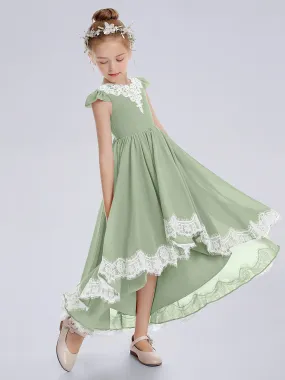 Cap Sleeves Junior Bridesmaid Dress with Cascade