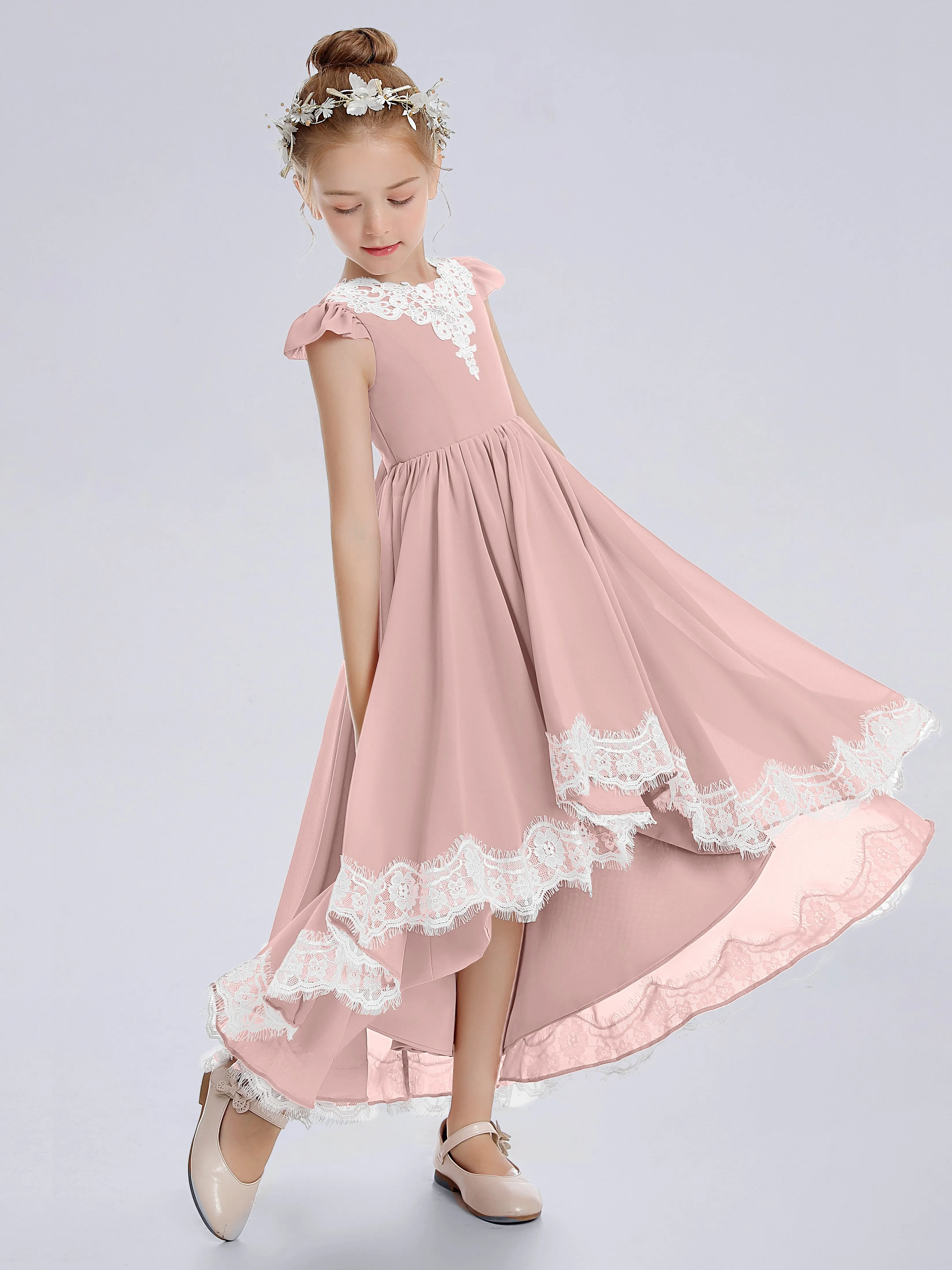 Cap Sleeves Junior Bridesmaid Dress with Cascade