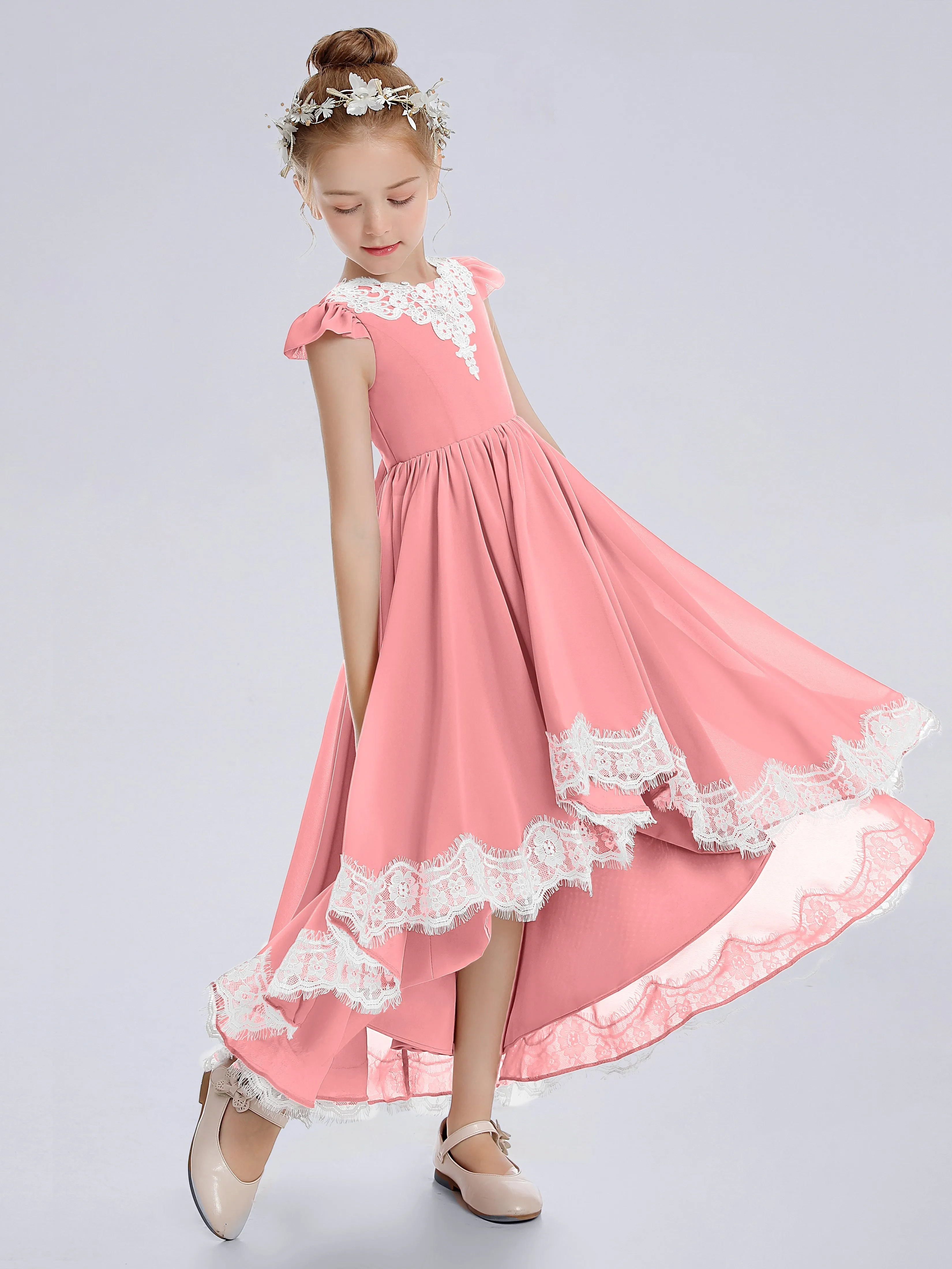 Cap Sleeves Junior Bridesmaid Dress with Cascade