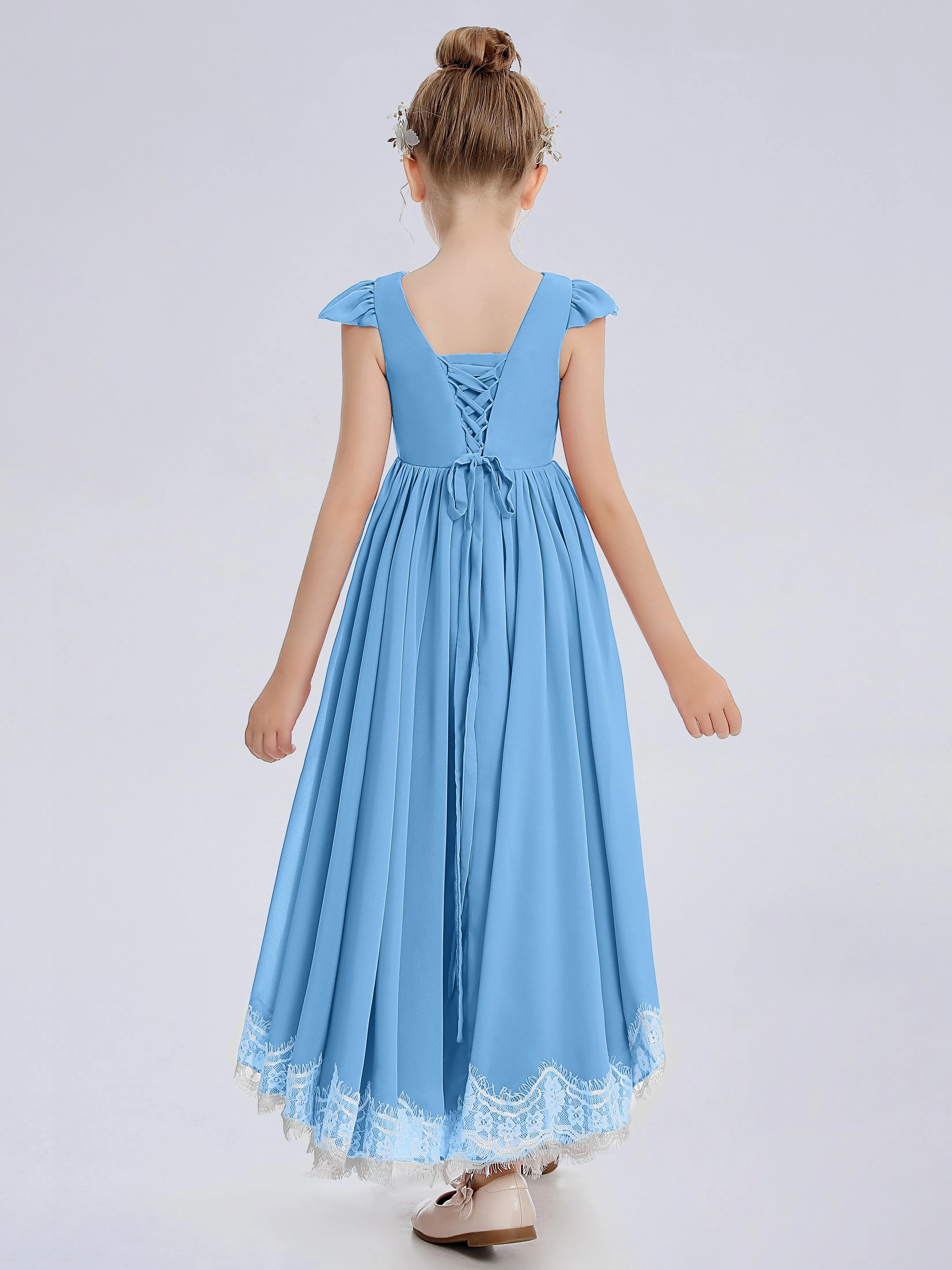 Cap Sleeves Junior Bridesmaid Dress with Cascade