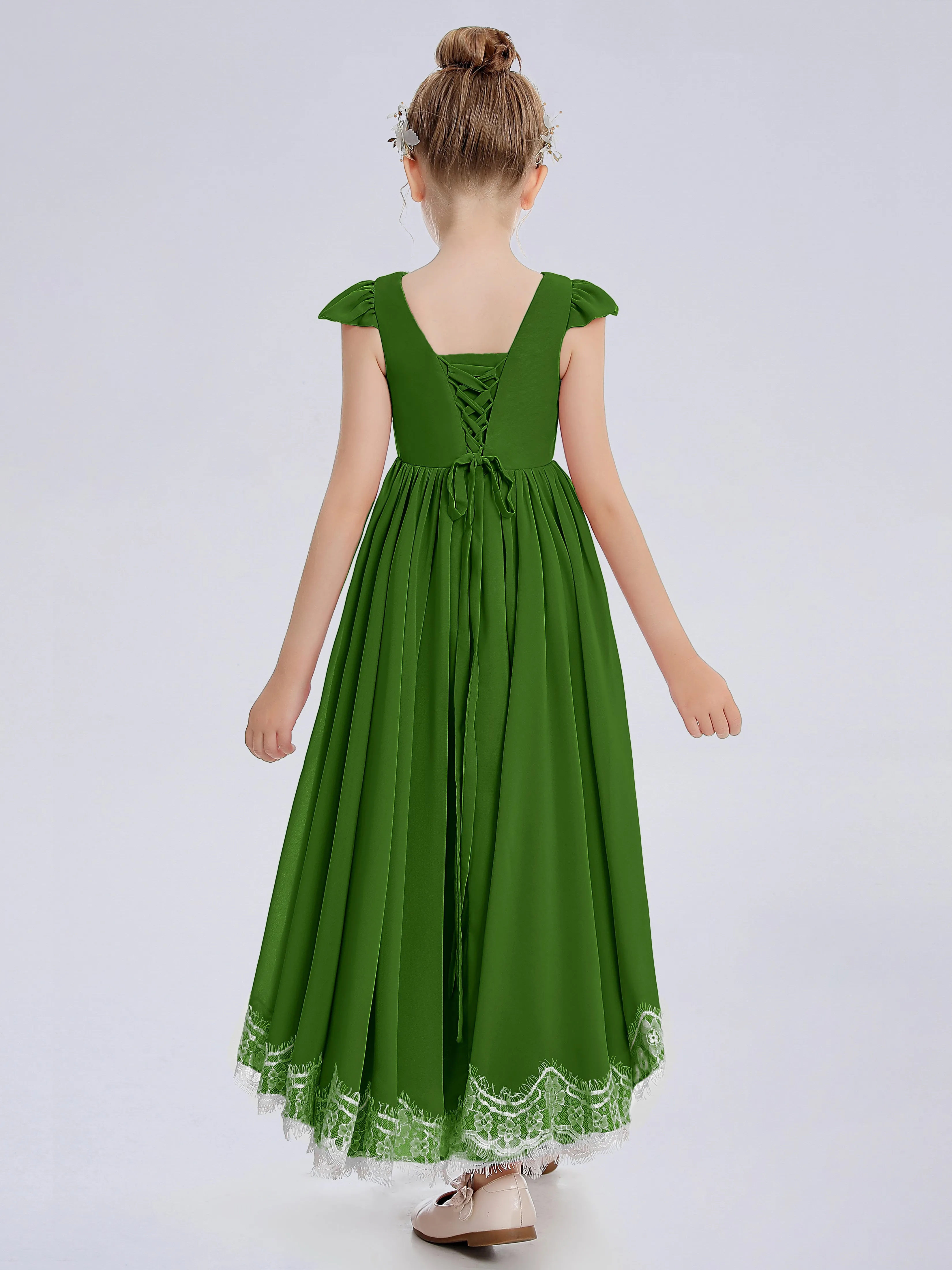 Cap Sleeves Junior Bridesmaid Dress with Cascade