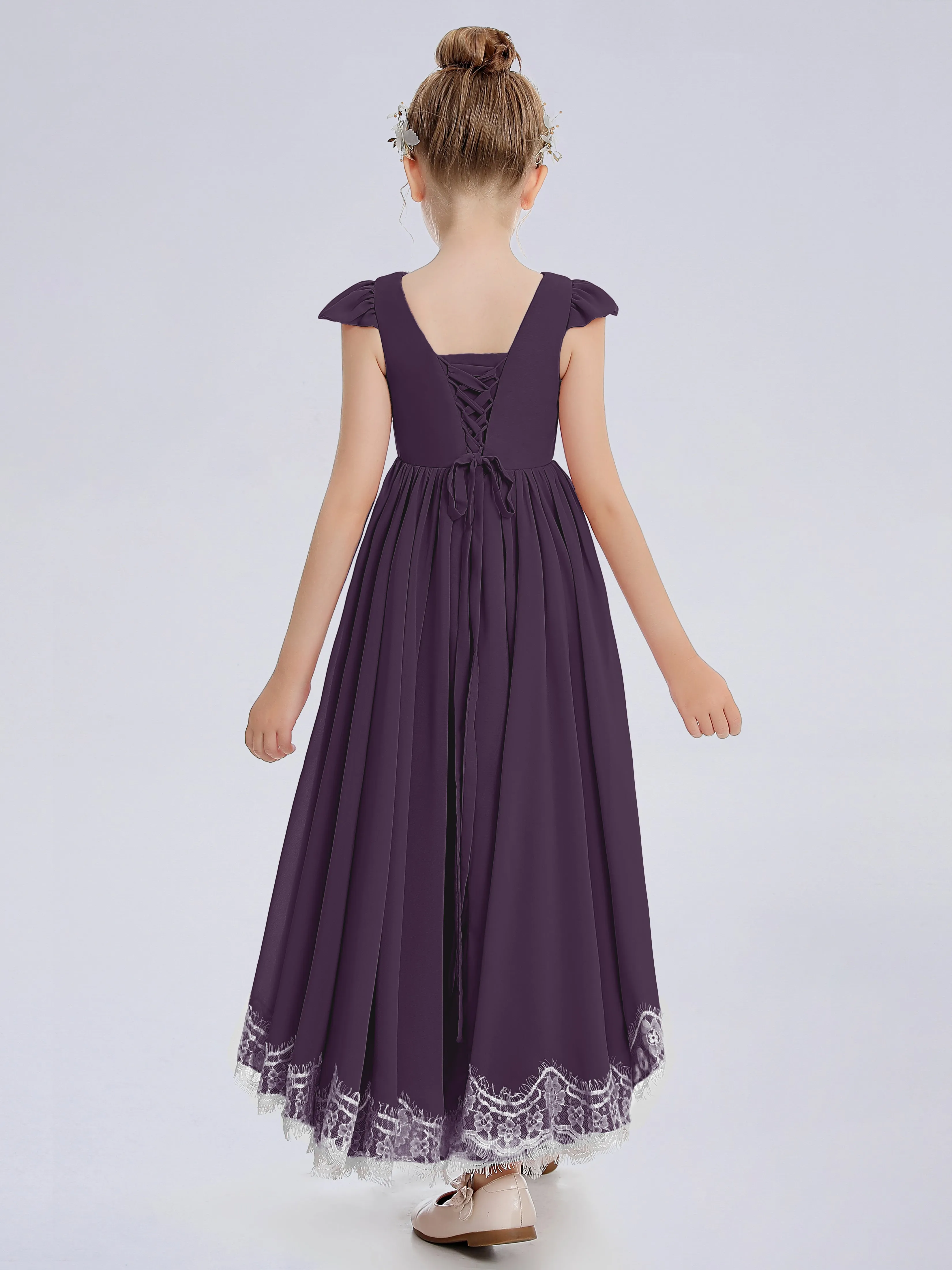 Cap Sleeves Junior Bridesmaid Dress with Cascade