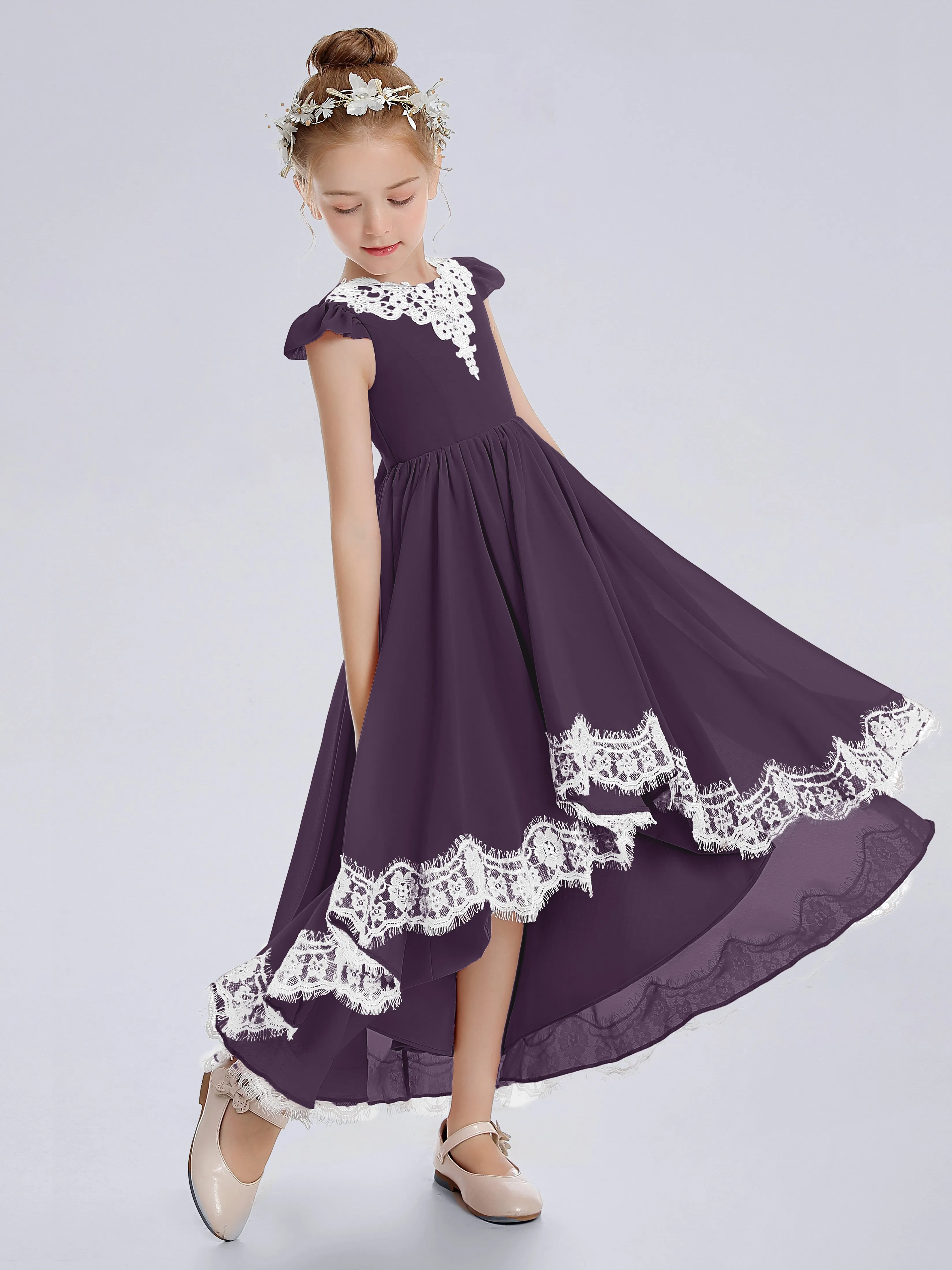 Cap Sleeves Junior Bridesmaid Dress with Cascade