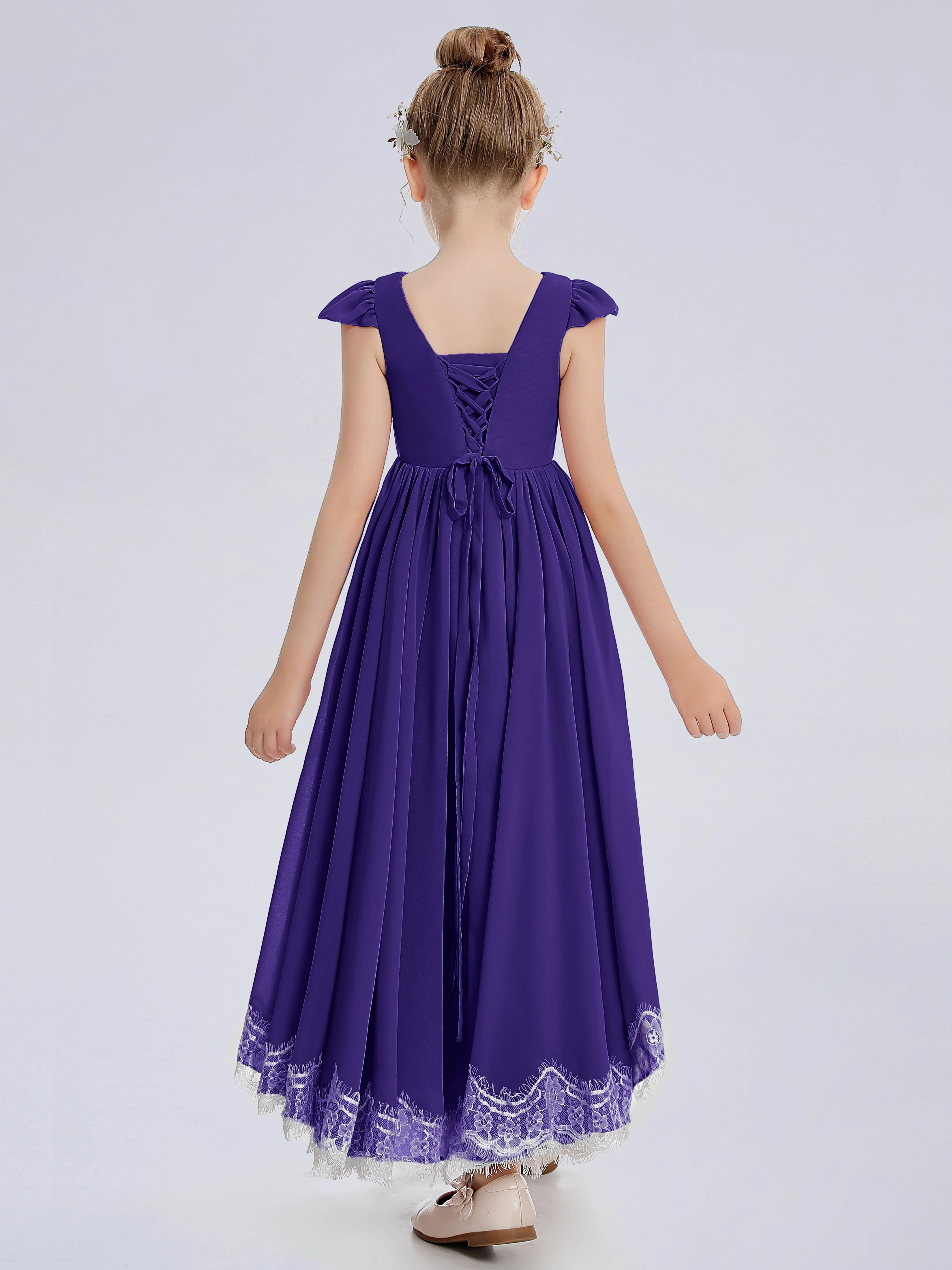 Cap Sleeves Junior Bridesmaid Dress with Cascade