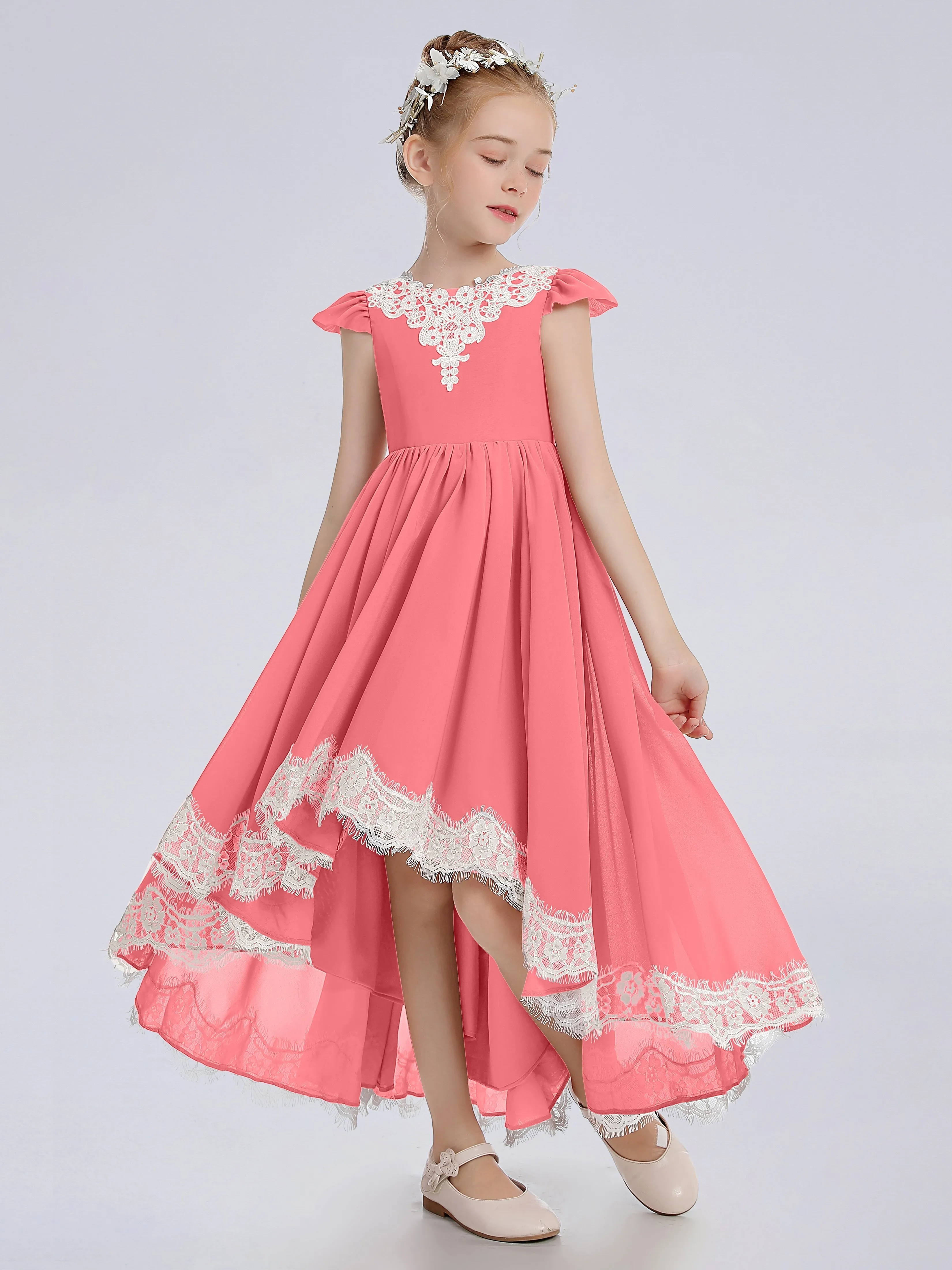 Cap Sleeves Junior Bridesmaid Dress with Cascade