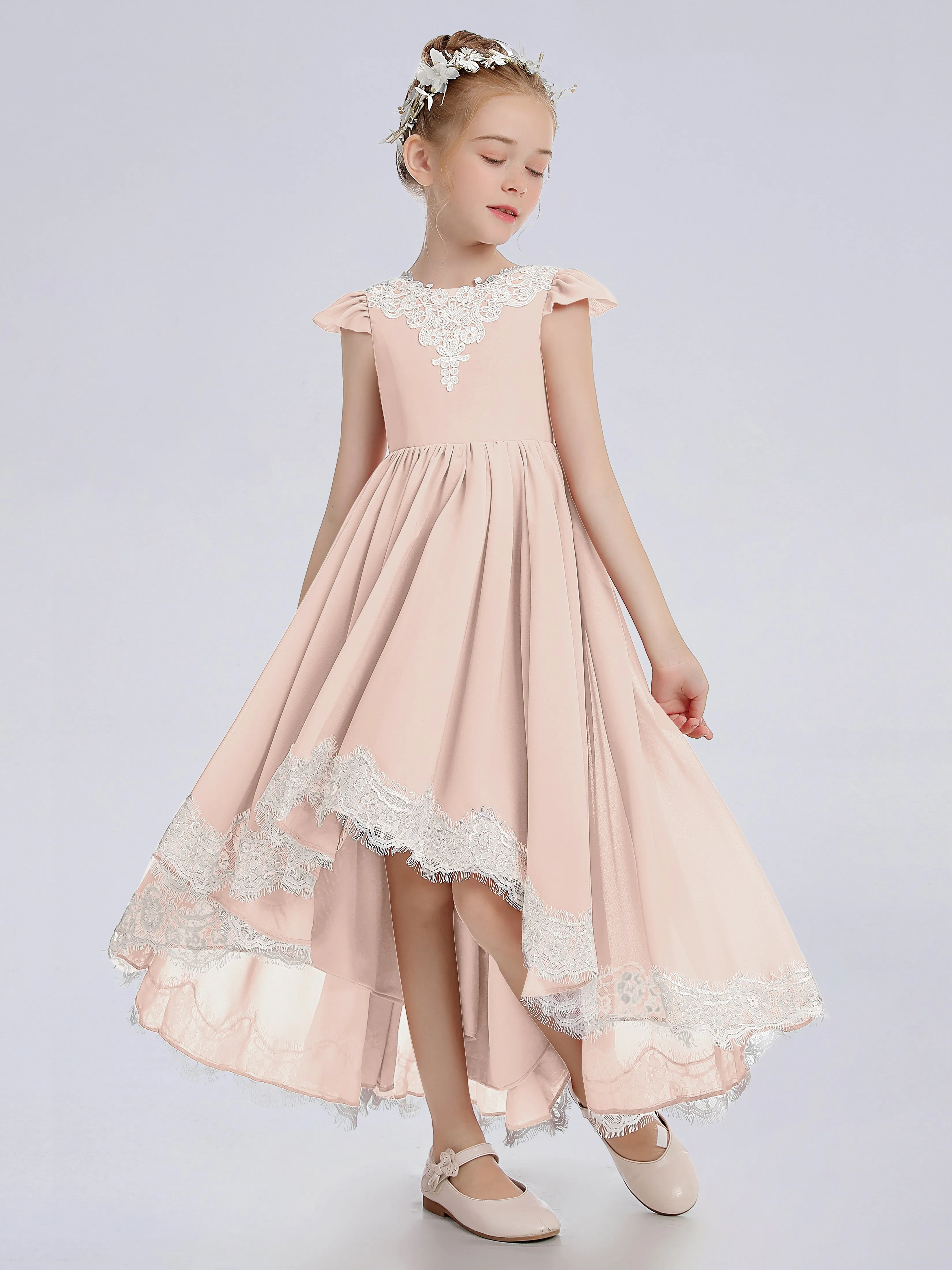 Cap Sleeves Junior Bridesmaid Dress with Cascade