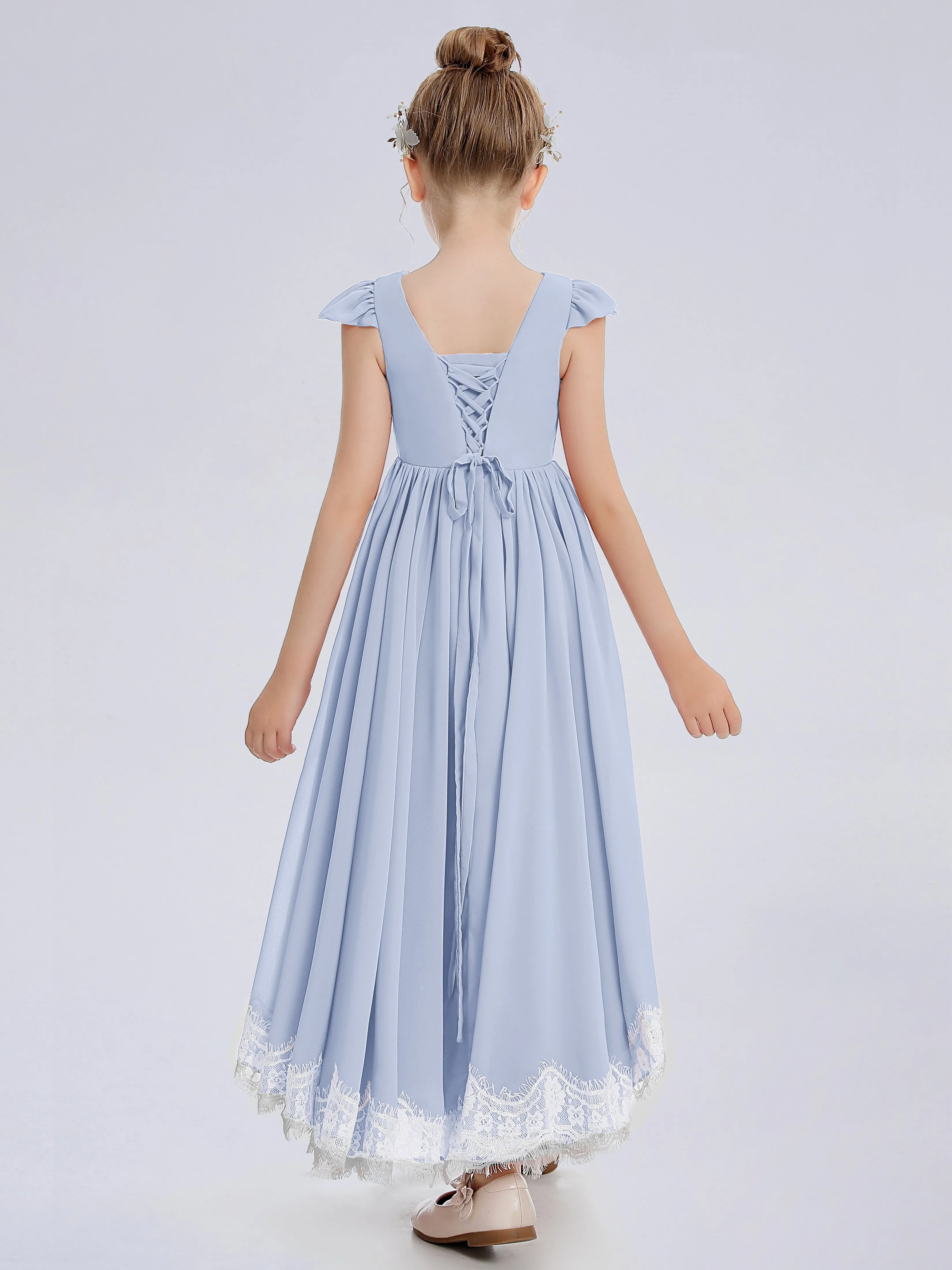 Cap Sleeves Junior Bridesmaid Dress with Cascade