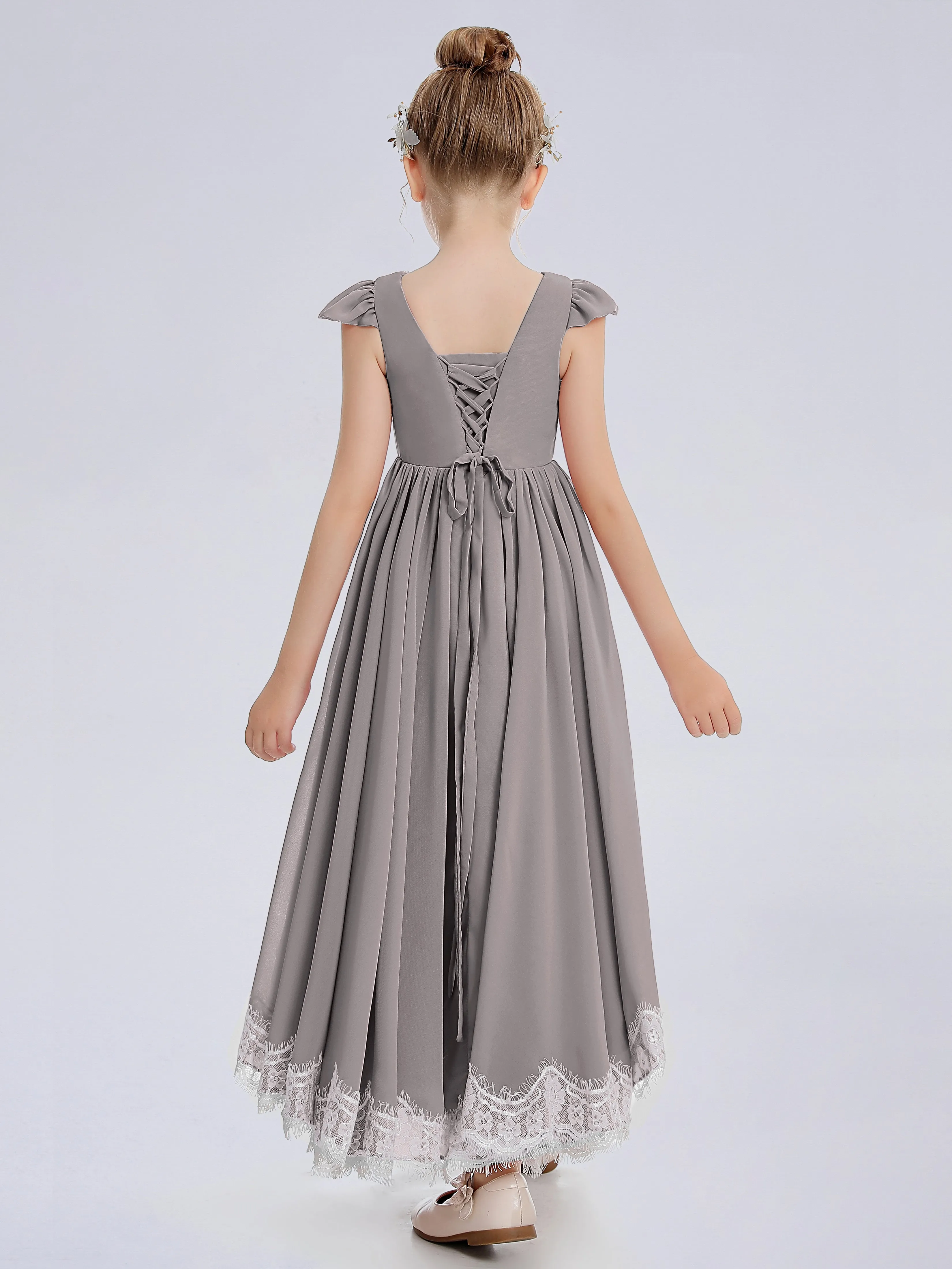 Cap Sleeves Junior Bridesmaid Dress with Cascade