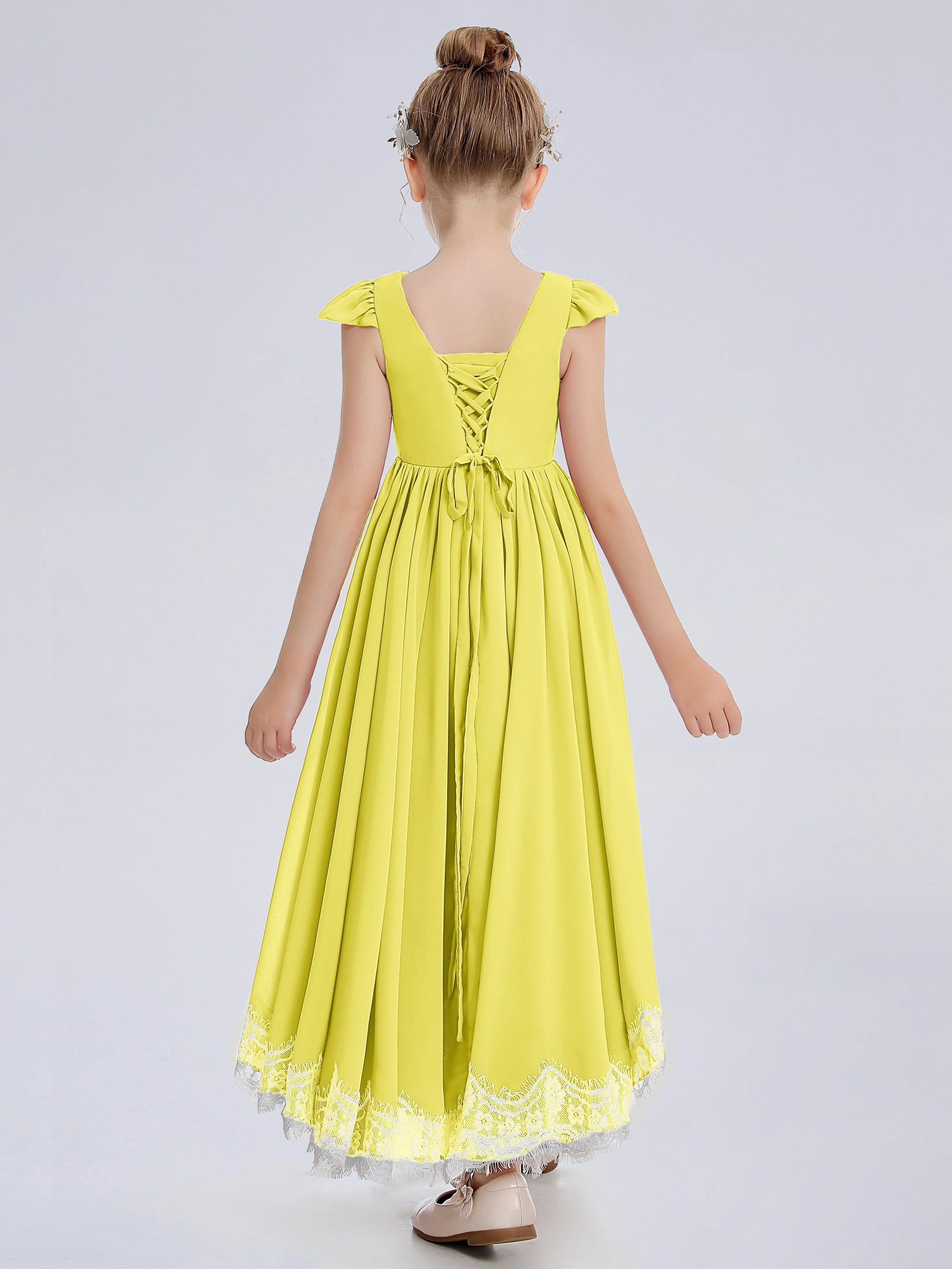 Cap Sleeves Junior Bridesmaid Dress with Cascade