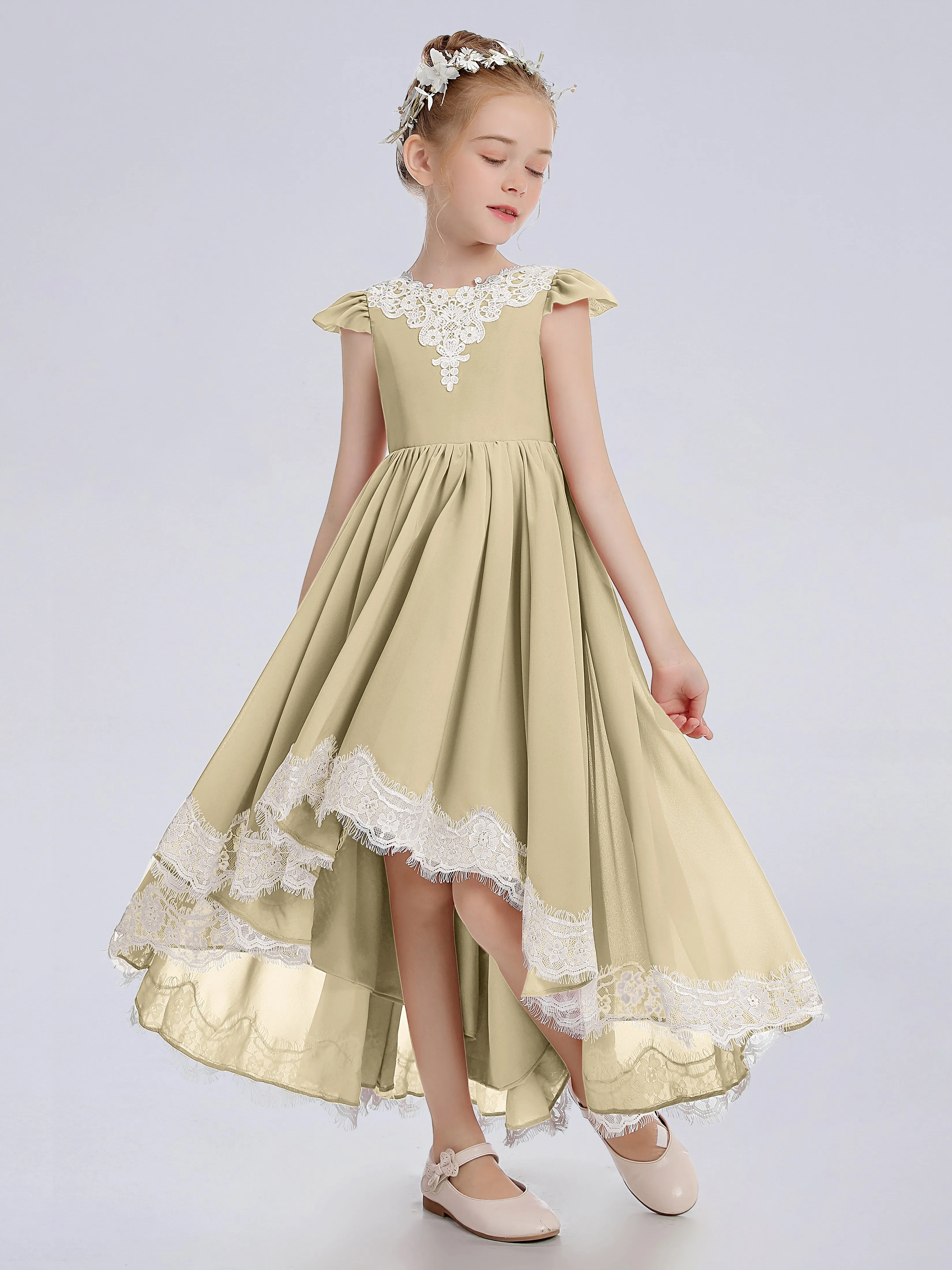 Cap Sleeves Junior Bridesmaid Dress with Cascade