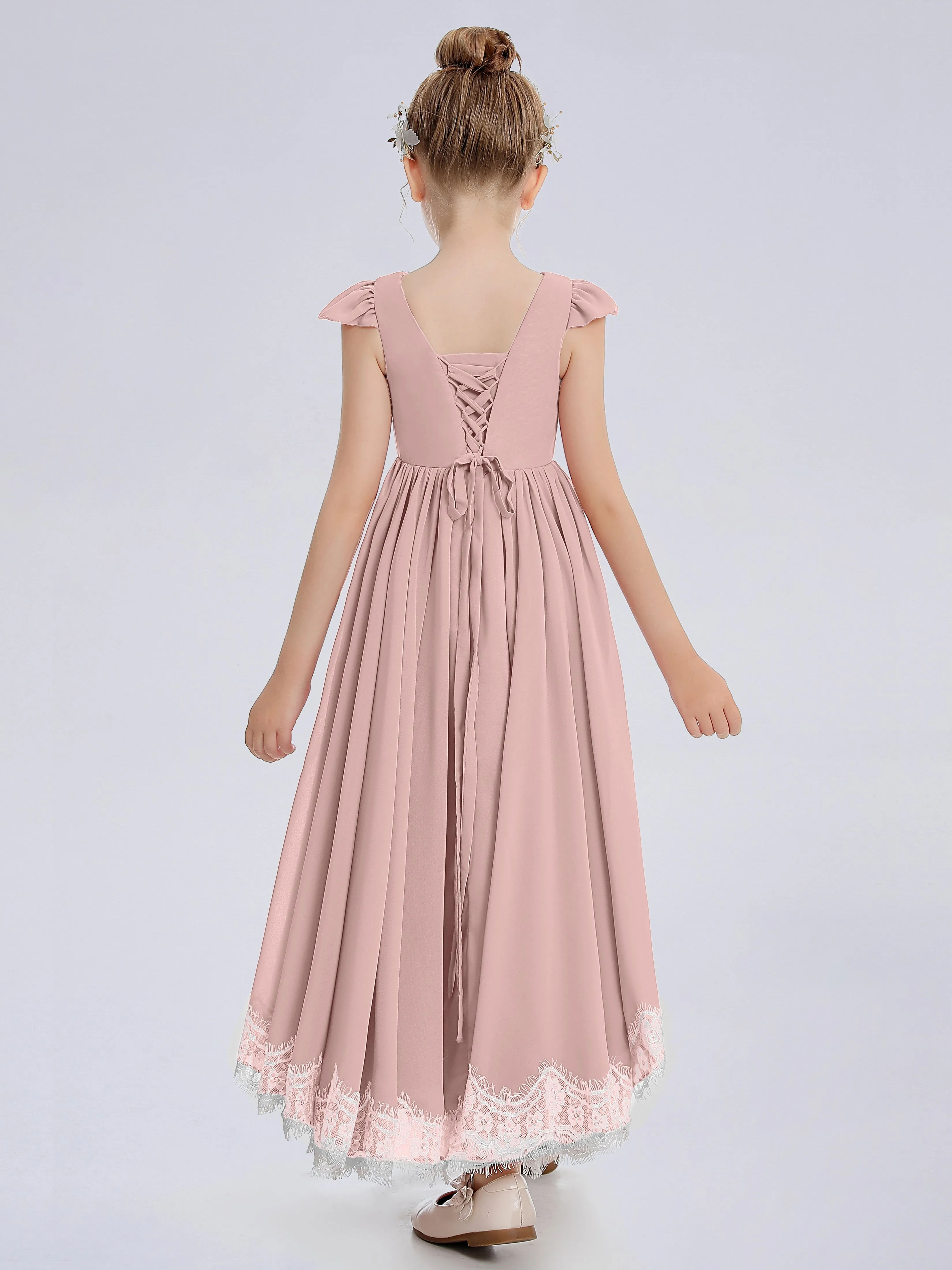 Cap Sleeves Junior Bridesmaid Dress with Cascade