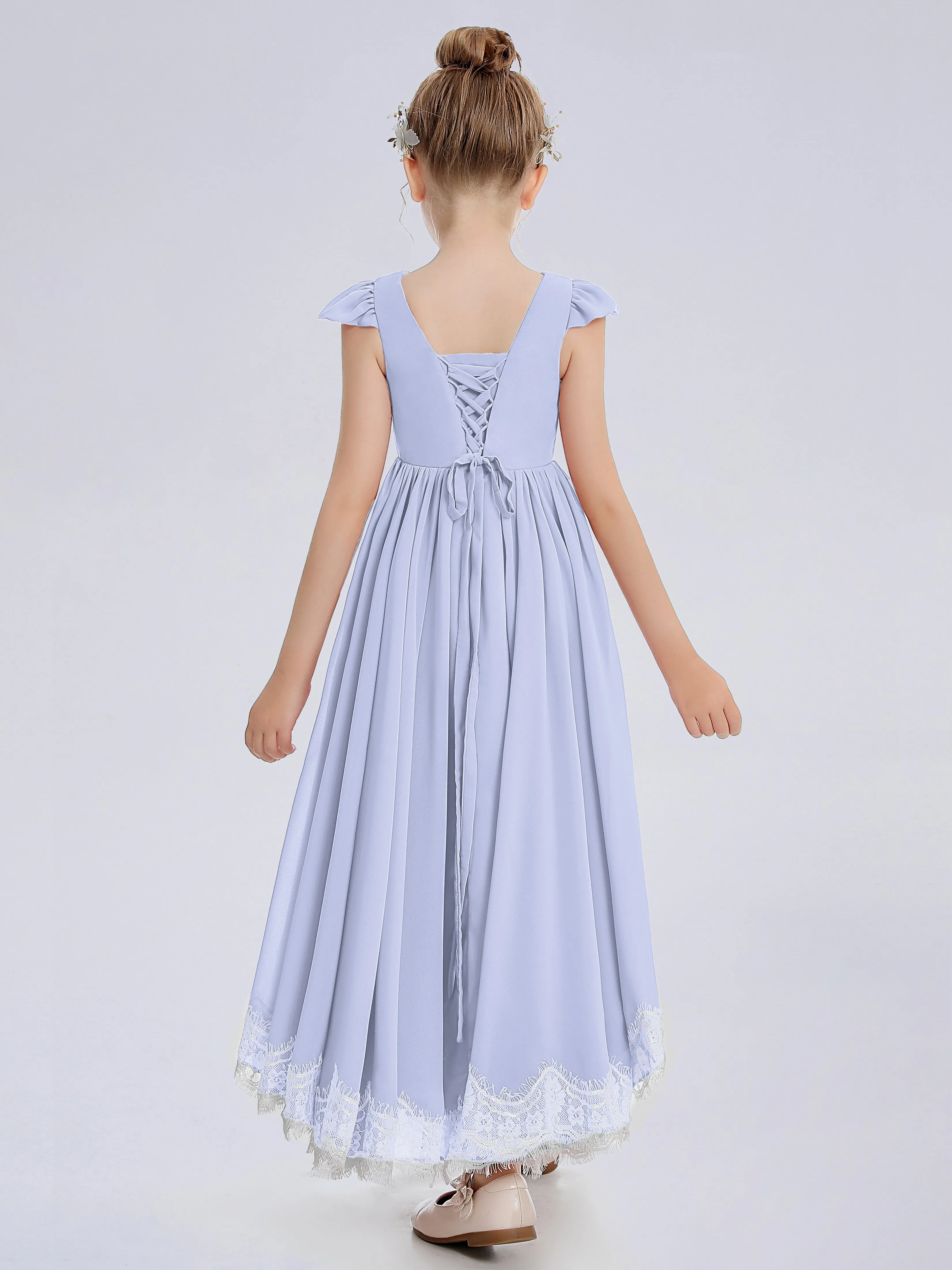 Cap Sleeves Junior Bridesmaid Dress with Cascade