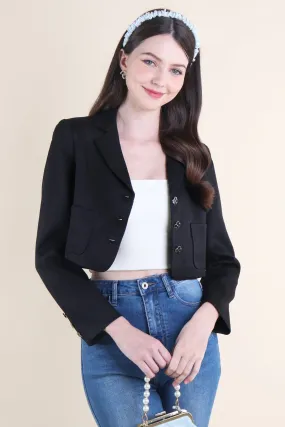 CARINNE CROPPED BLAZER IN BLACK