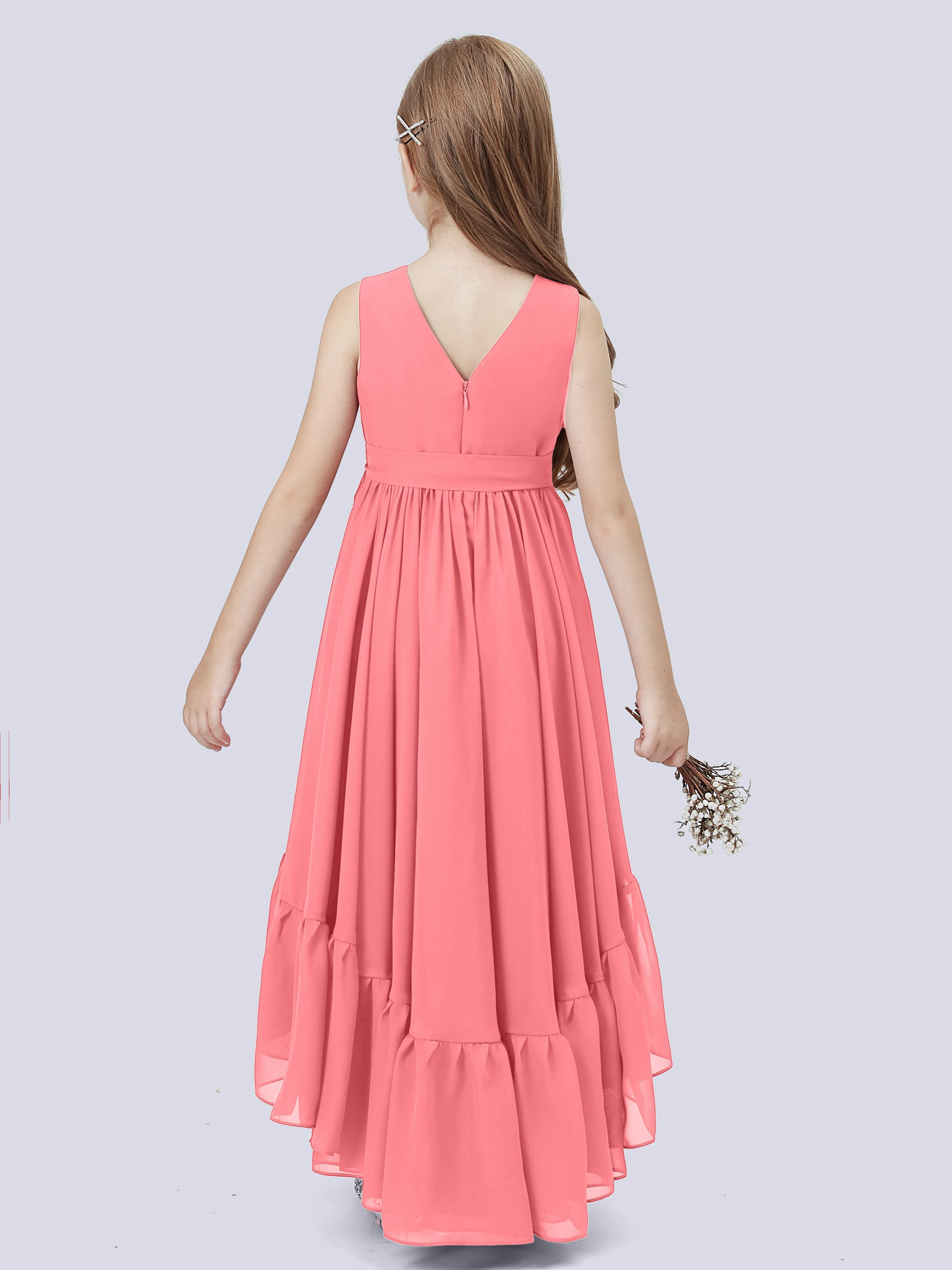 Chiffon High-Low Junior Bridesmaid Dress