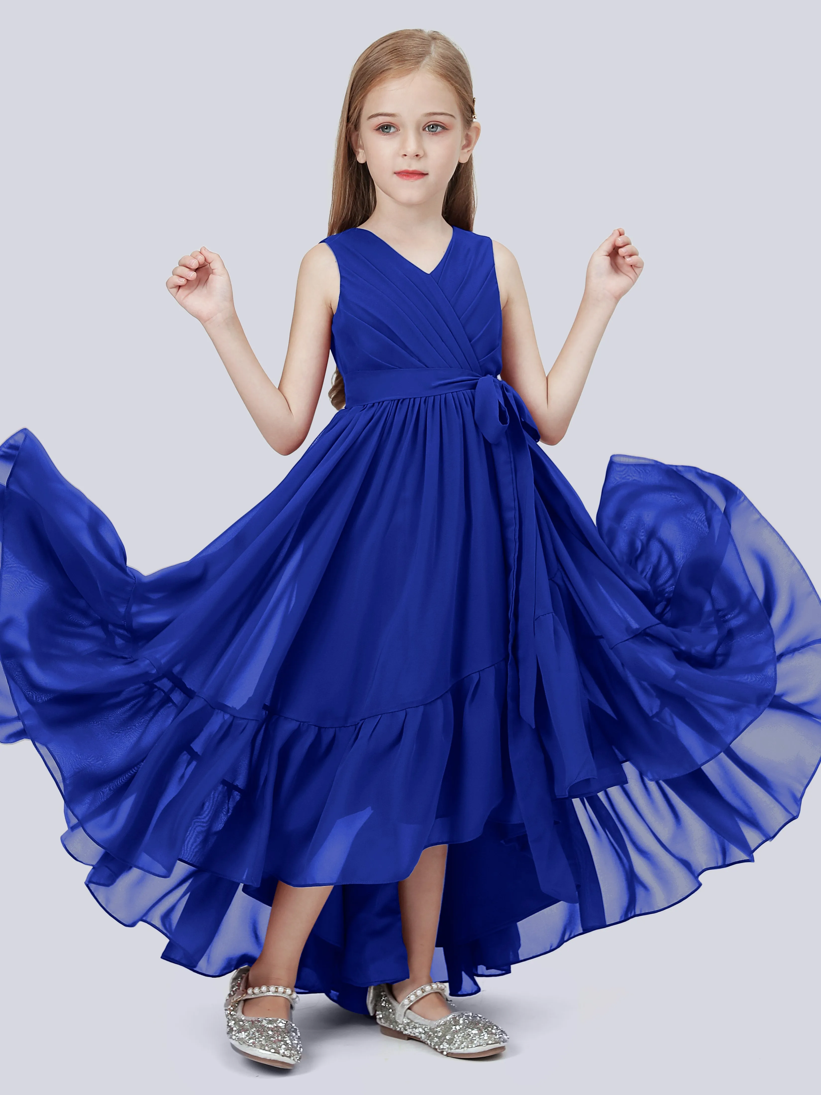 Chiffon High-Low Junior Bridesmaid Dress