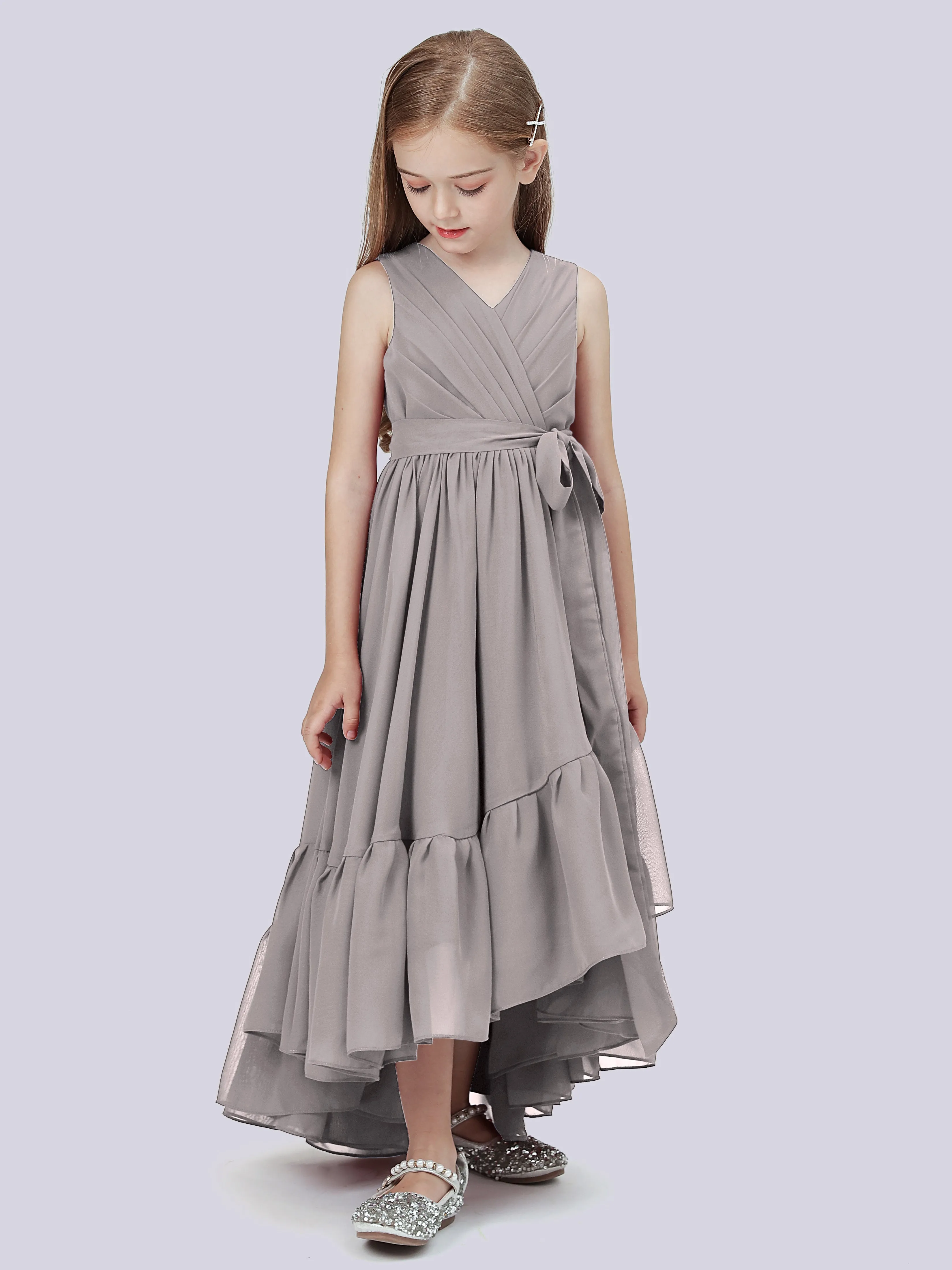 Chiffon High-Low Junior Bridesmaid Dress