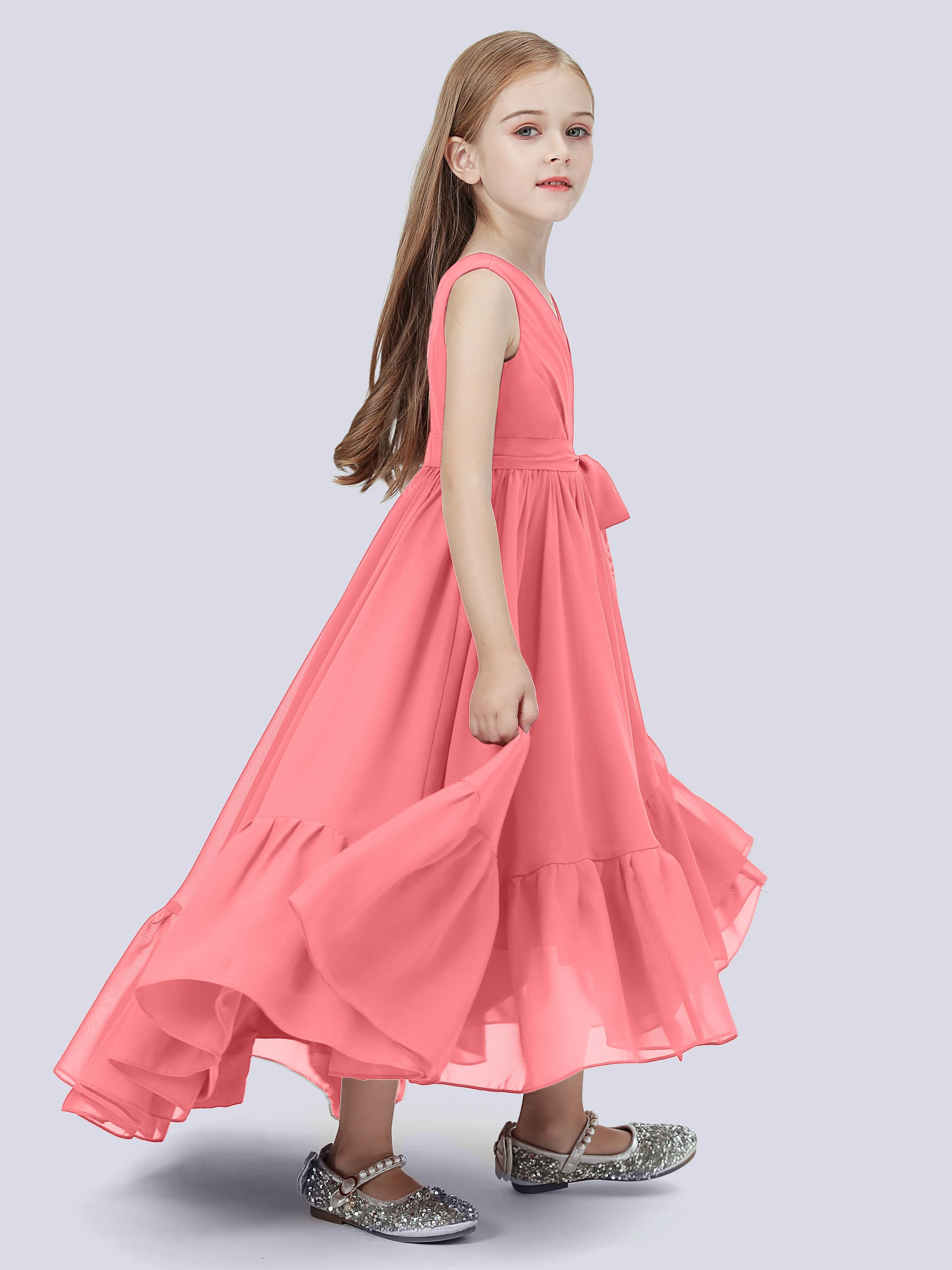 Chiffon High-Low Junior Bridesmaid Dress