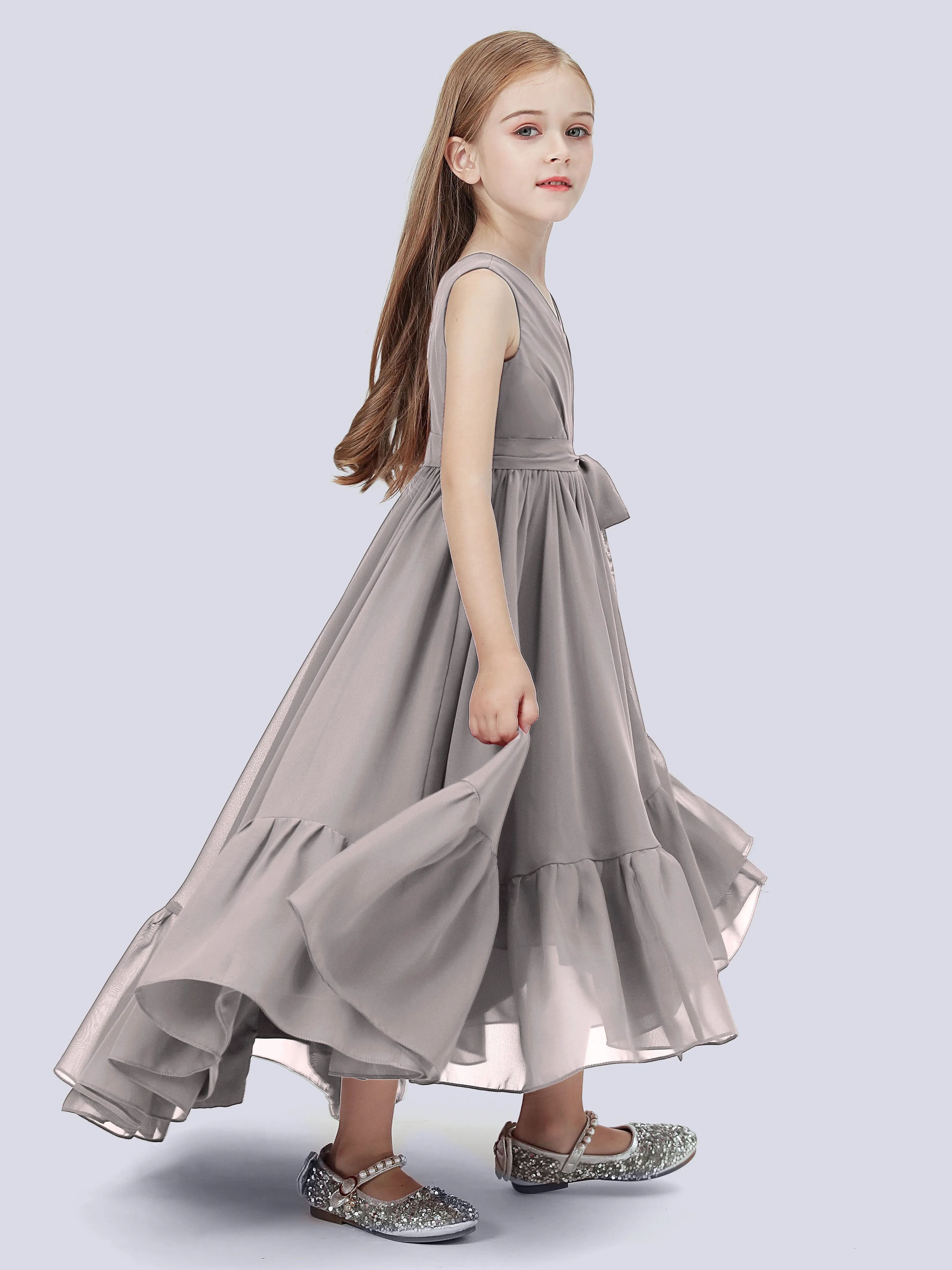 Chiffon High-Low Junior Bridesmaid Dress