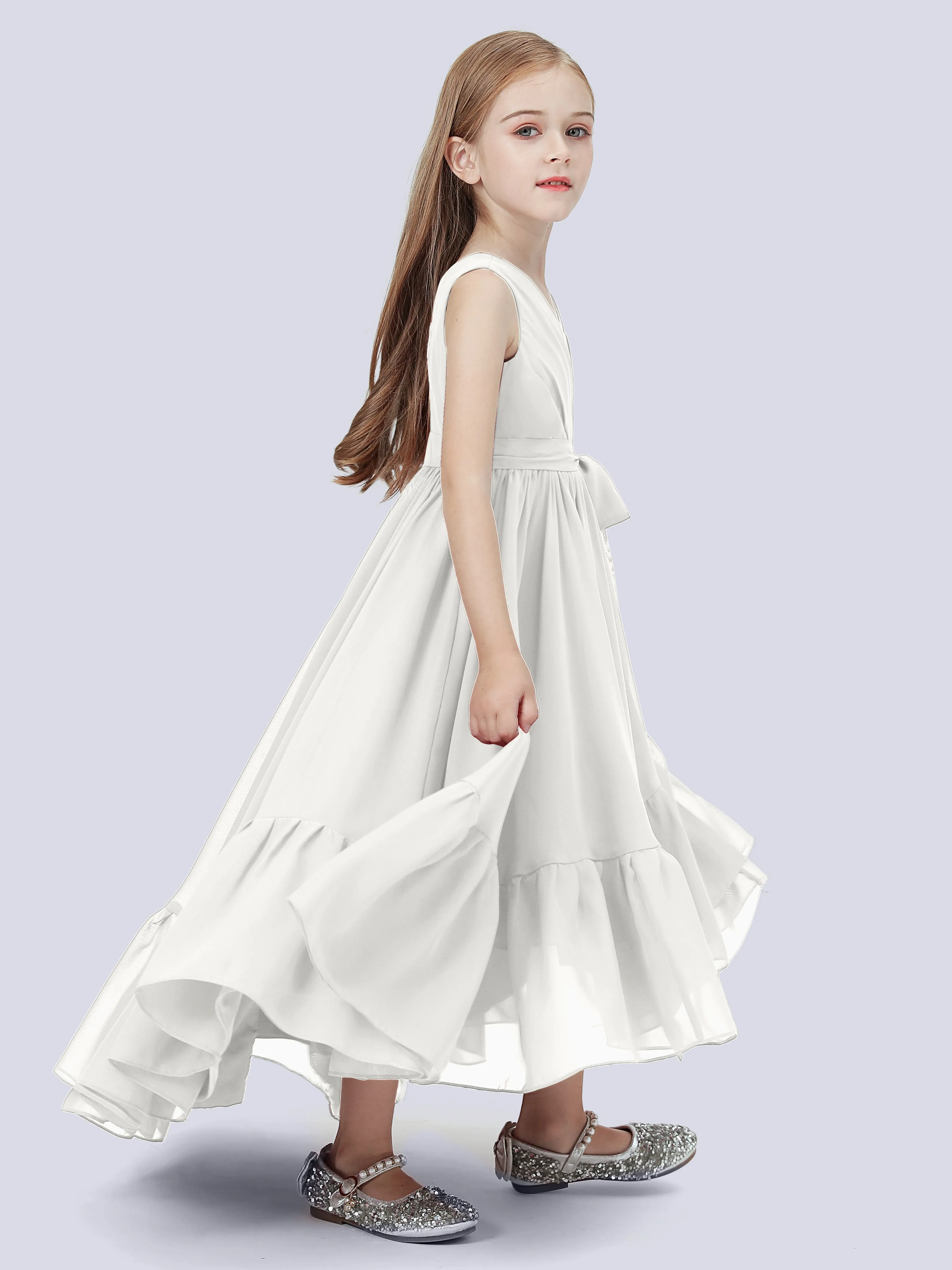 Chiffon High-Low Junior Bridesmaid Dress