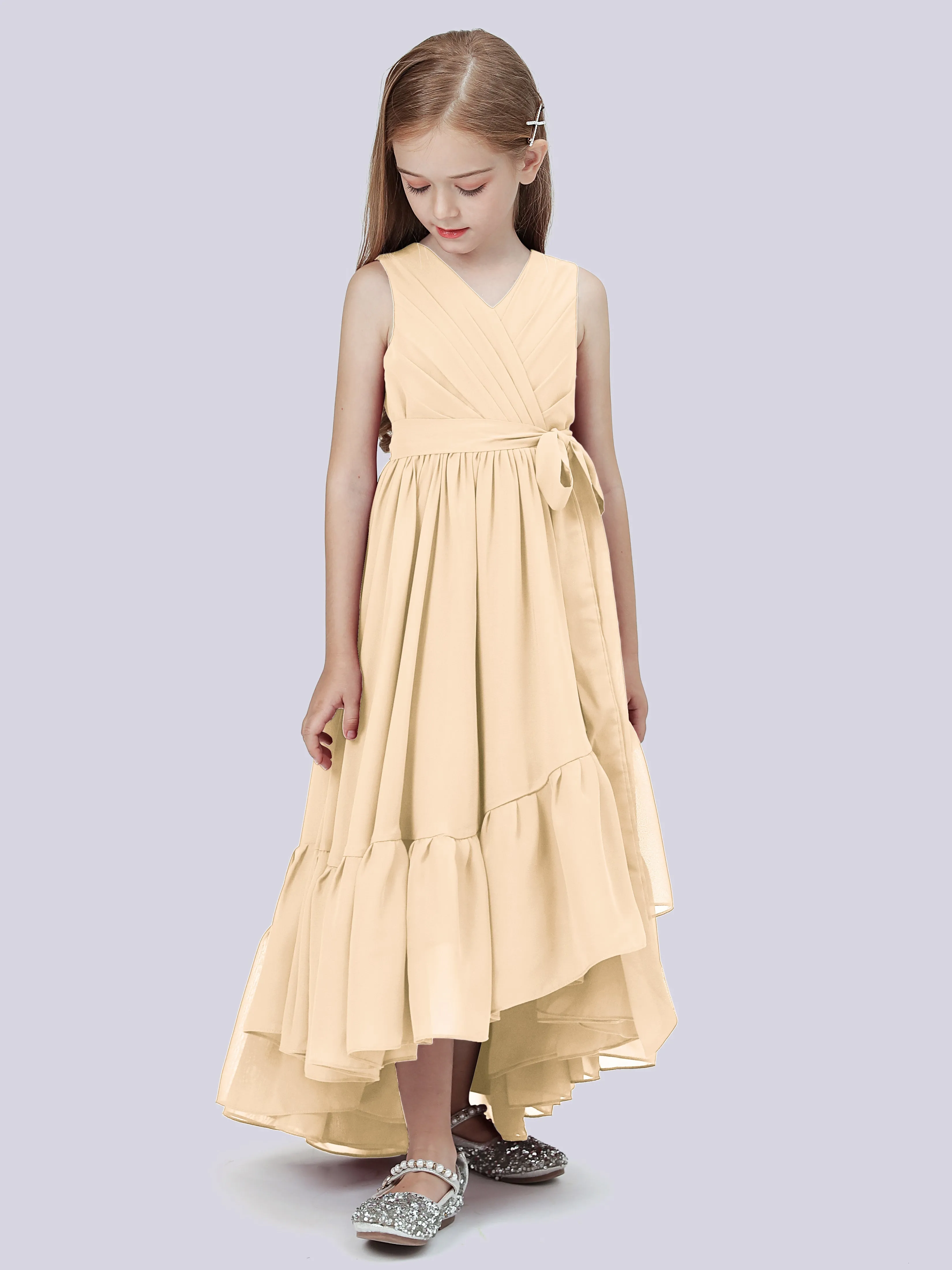 Chiffon High-Low Junior Bridesmaid Dress