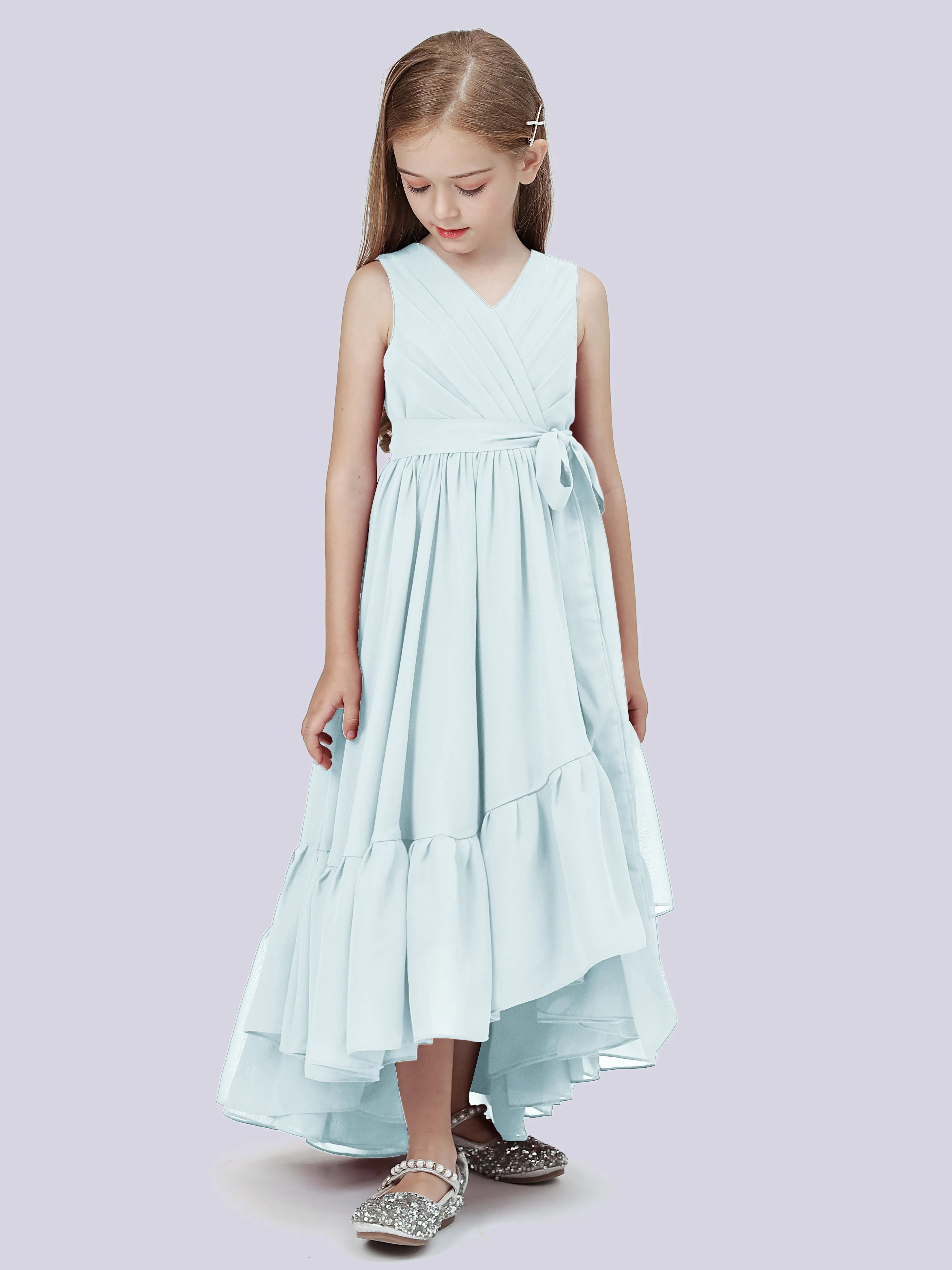 Chiffon High-Low Junior Bridesmaid Dress