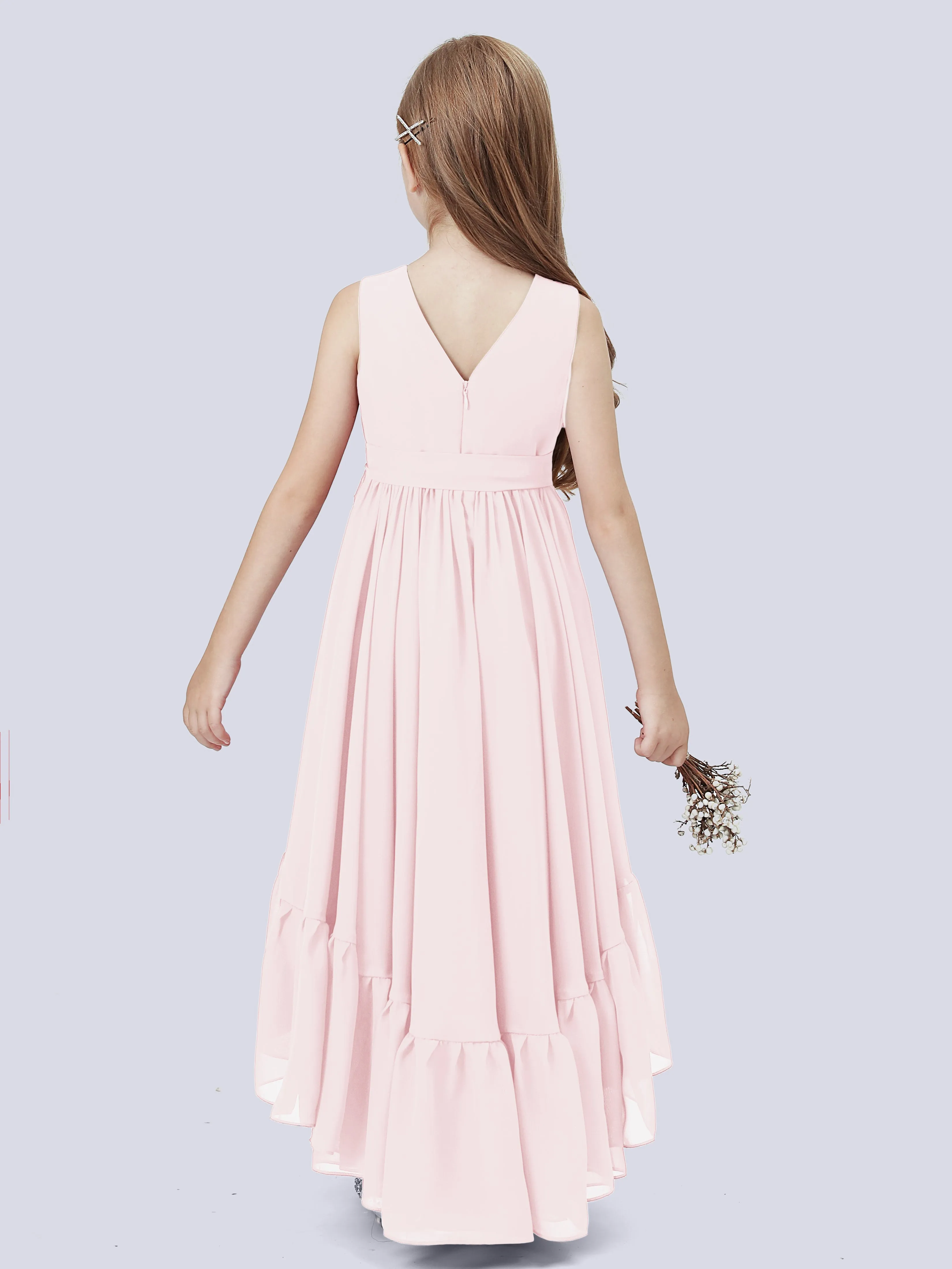 Chiffon High-Low Junior Bridesmaid Dress