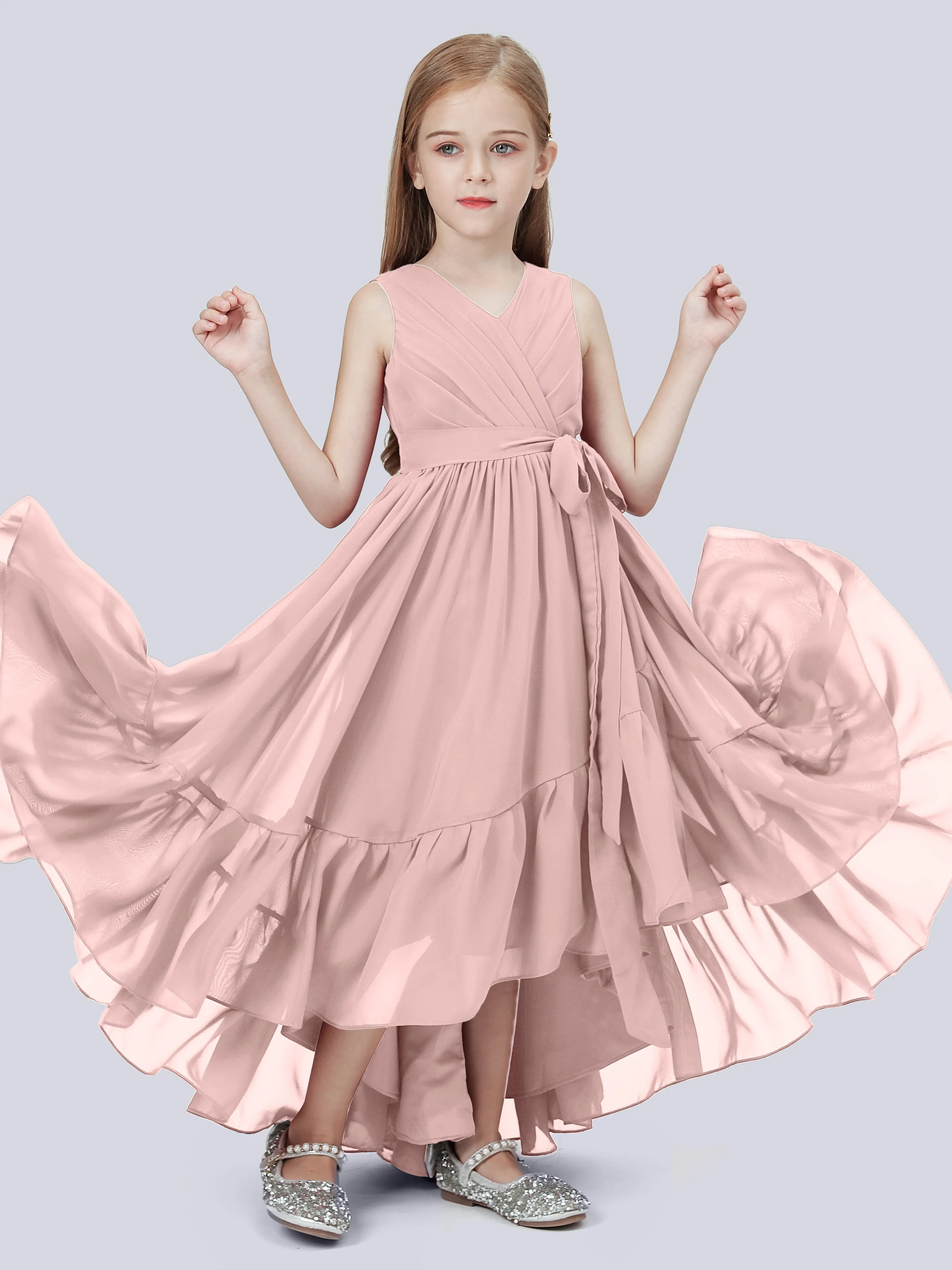 Chiffon High-Low Junior Bridesmaid Dress