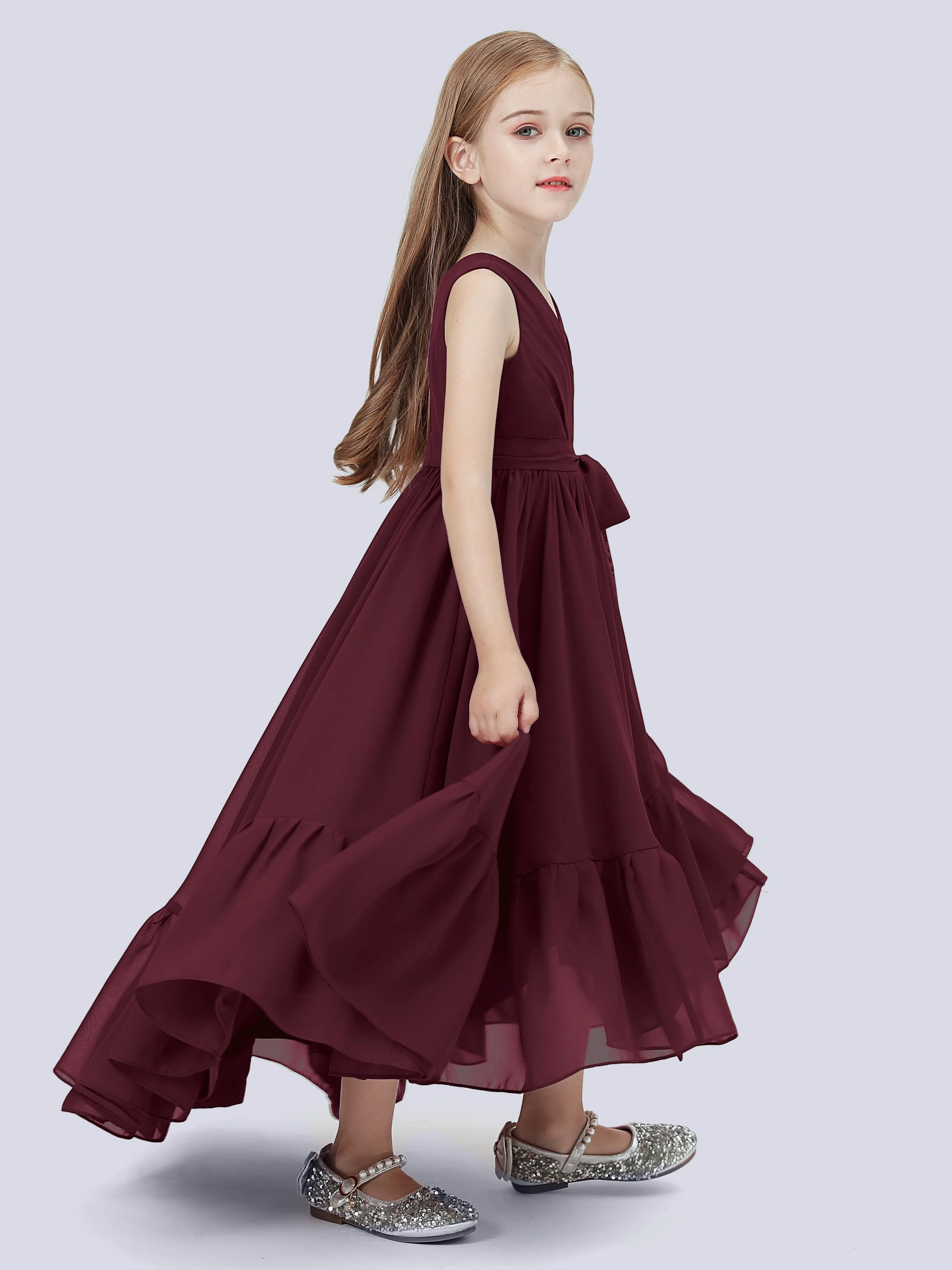 Chiffon High-Low Junior Bridesmaid Dress