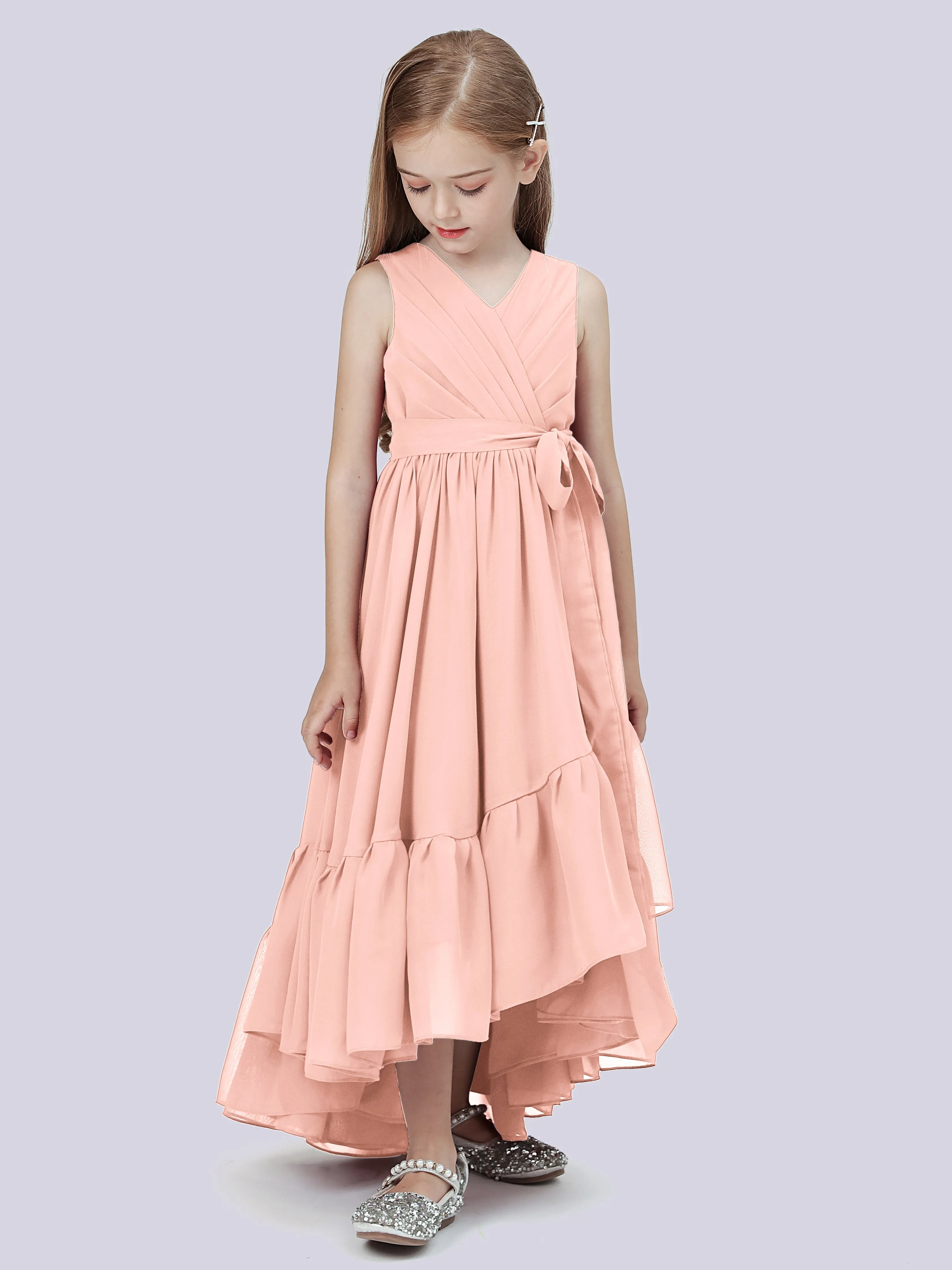 Chiffon High-Low Junior Bridesmaid Dress