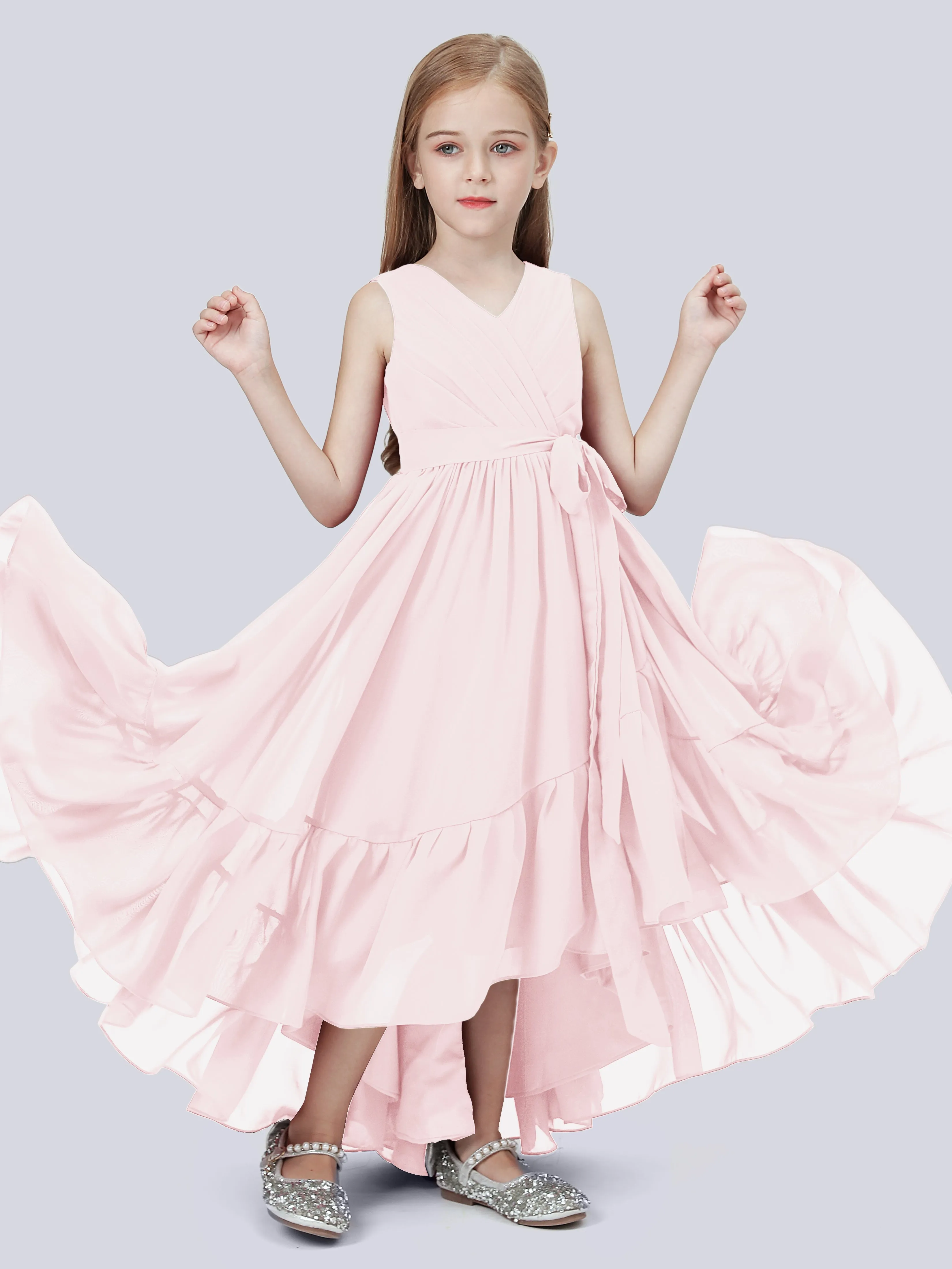 Chiffon High-Low Junior Bridesmaid Dress