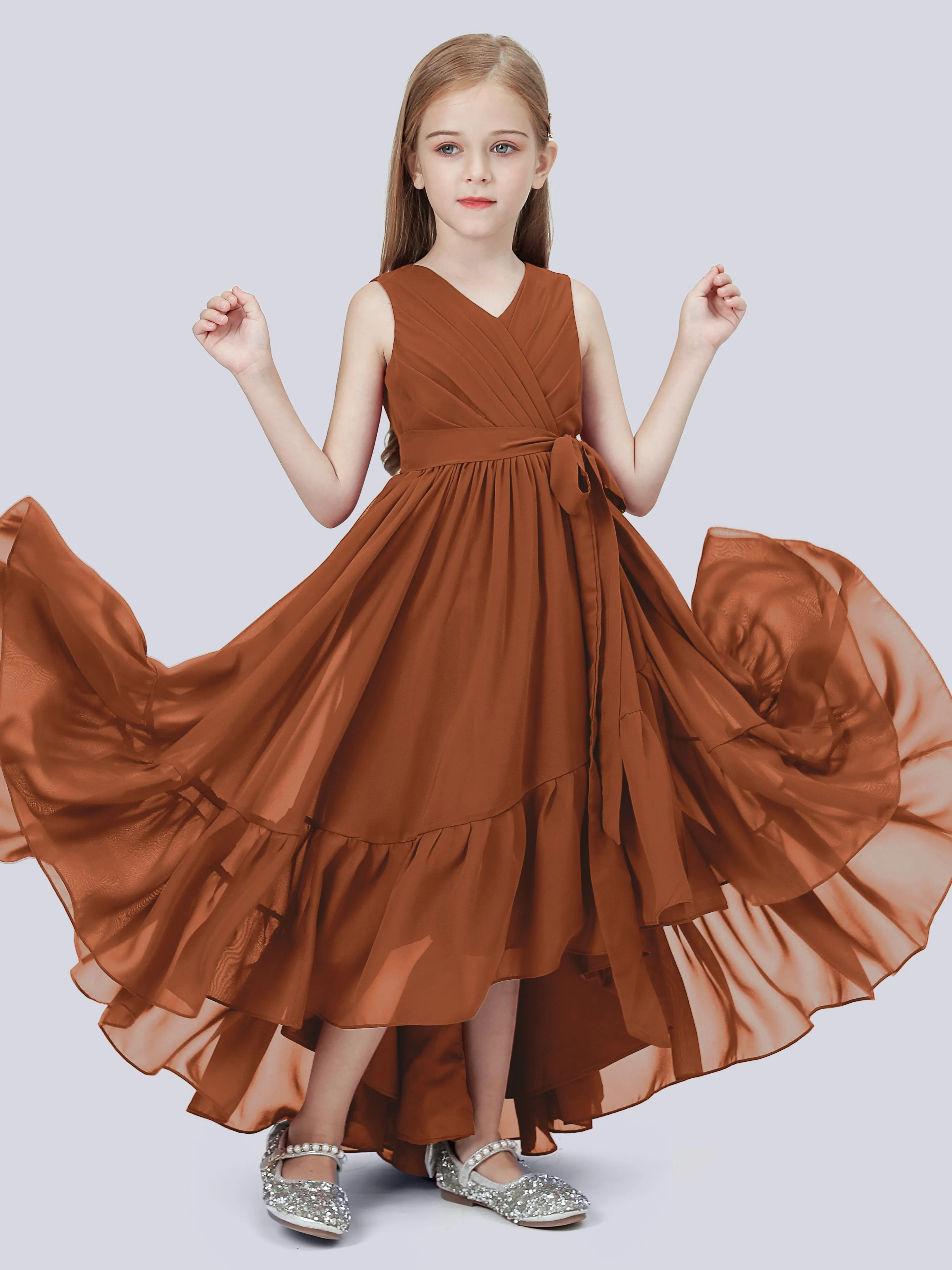 Chiffon High-Low Junior Bridesmaid Dress