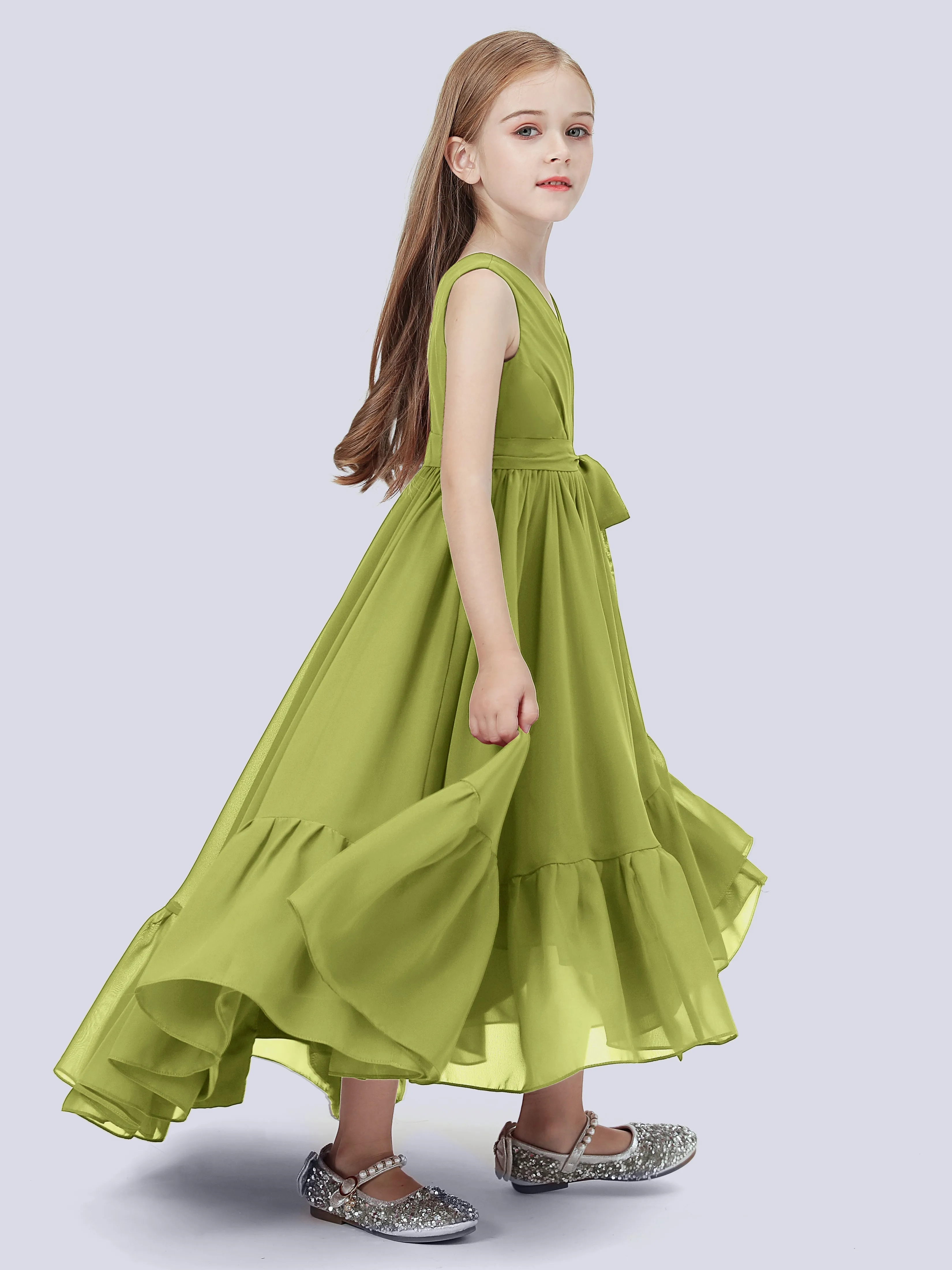 Chiffon High-Low Junior Bridesmaid Dress