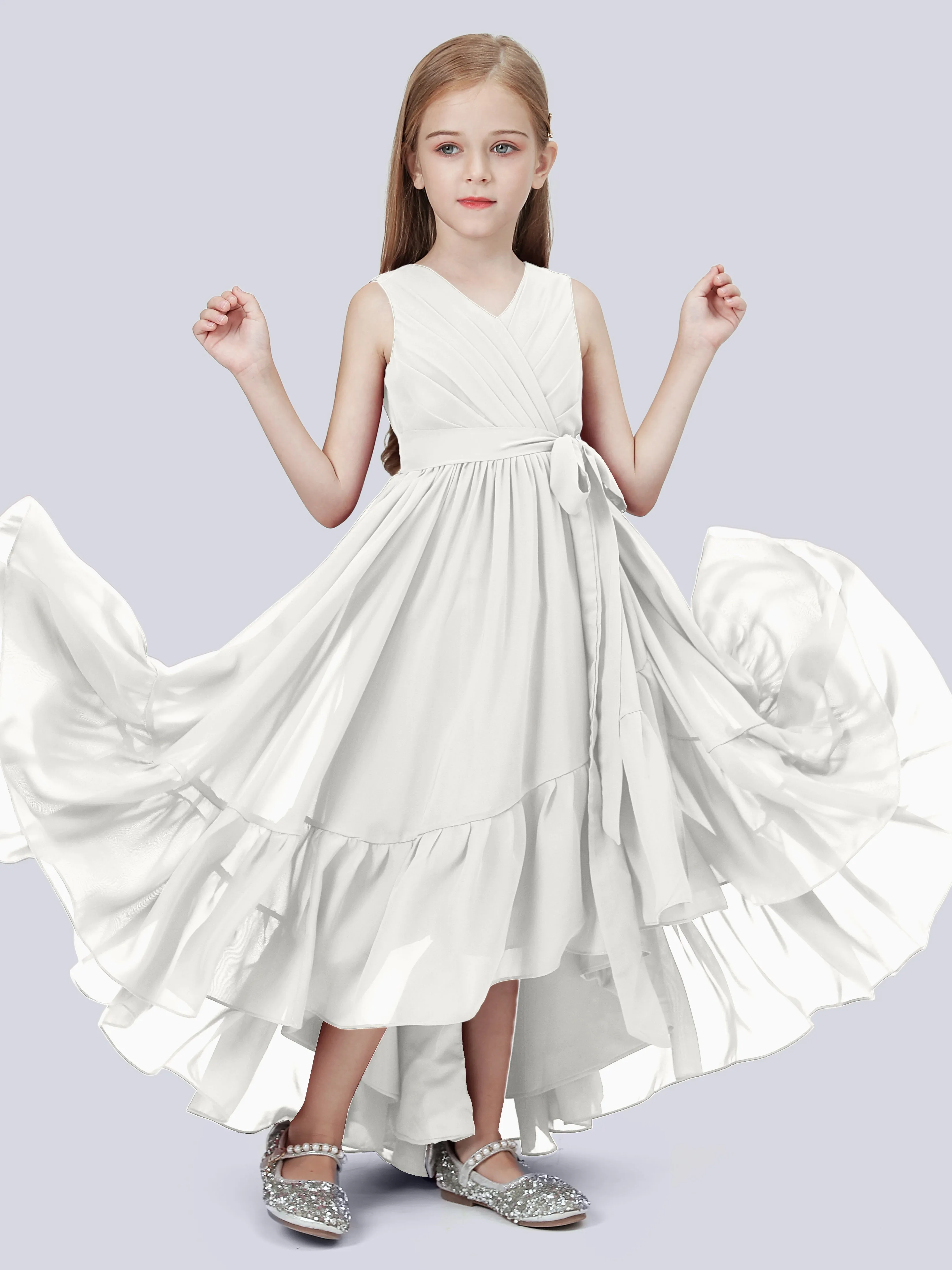 Chiffon High-Low Junior Bridesmaid Dress