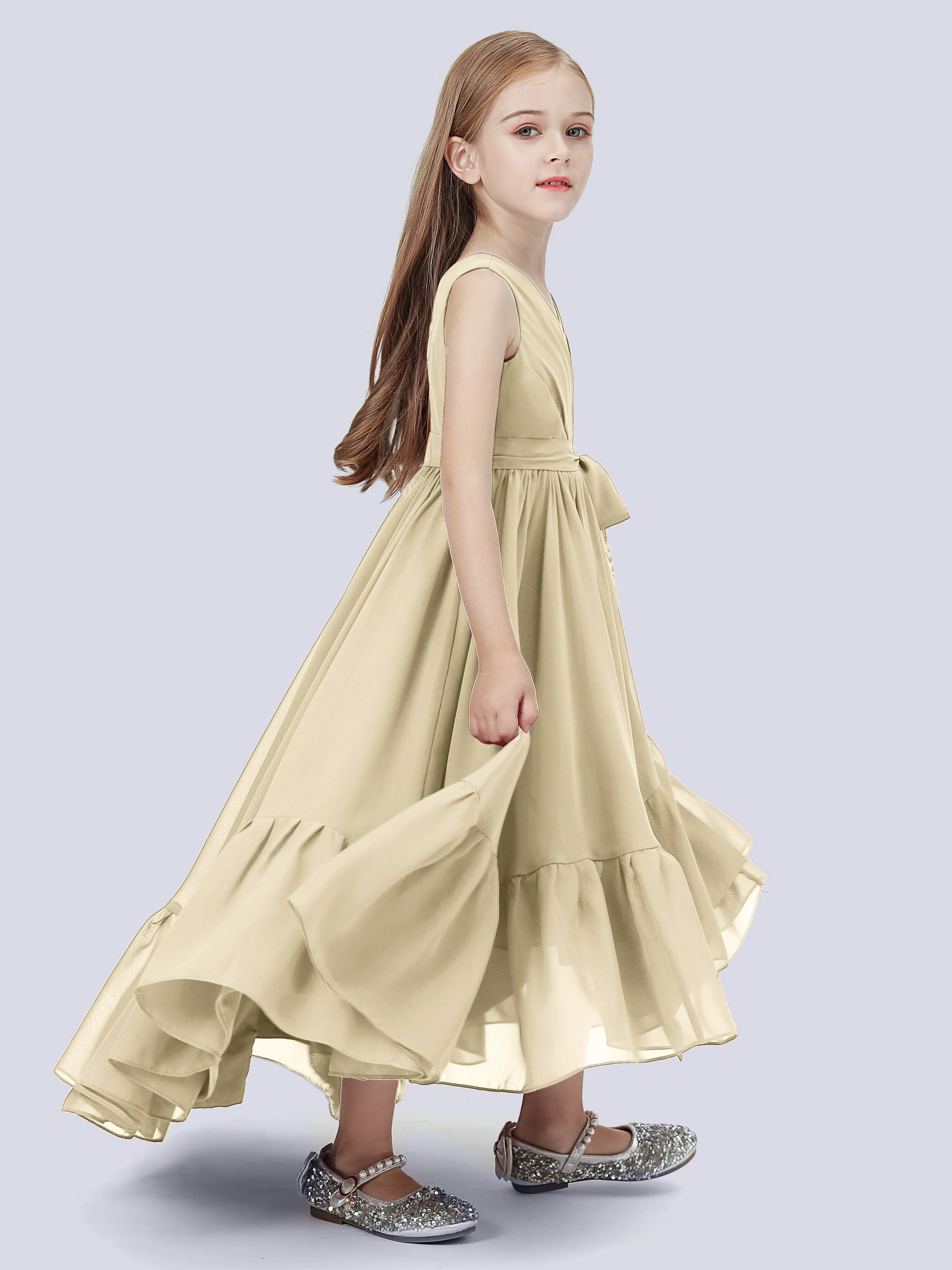 Chiffon High-Low Junior Bridesmaid Dress