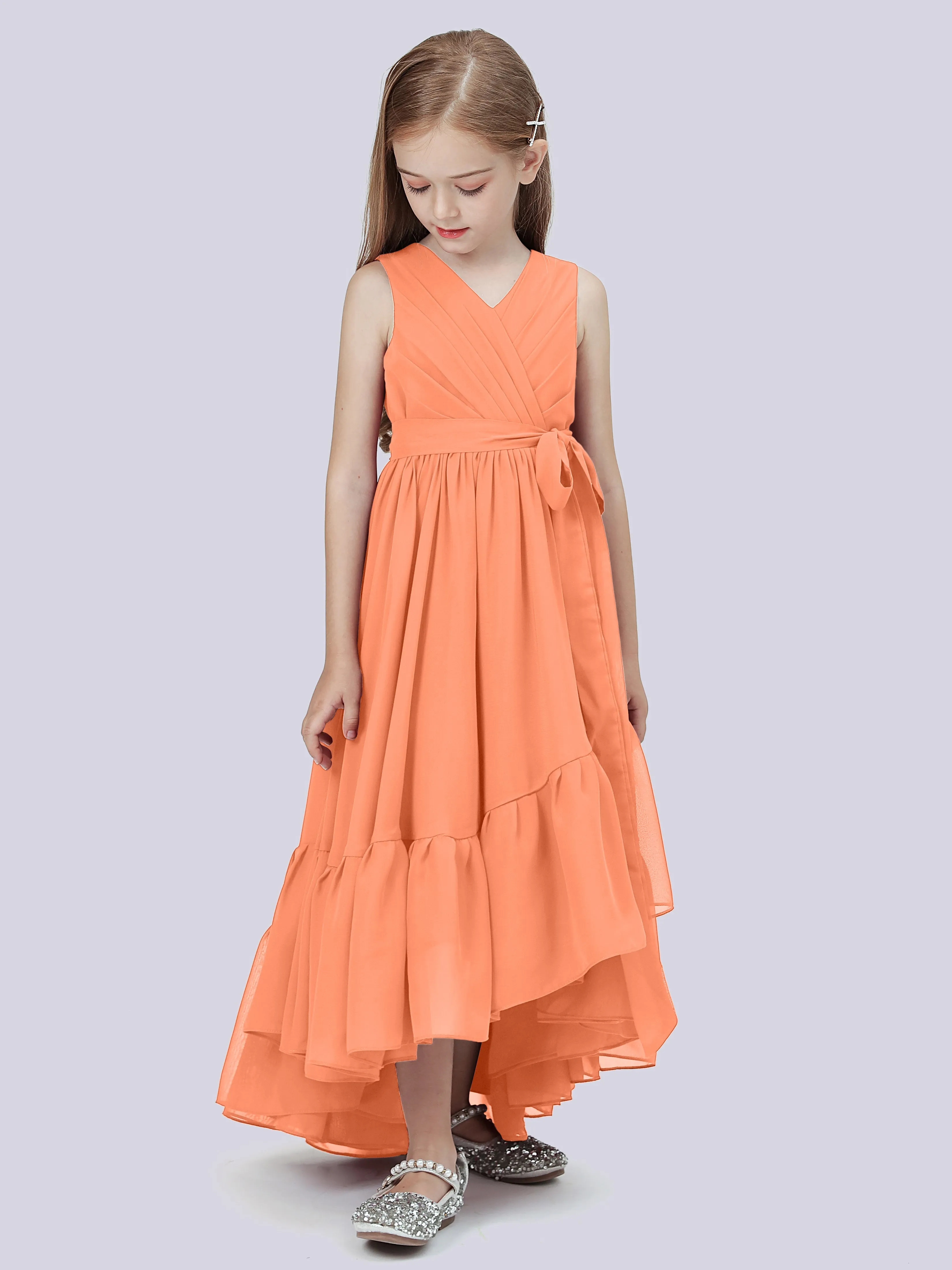 Chiffon High-Low Junior Bridesmaid Dress