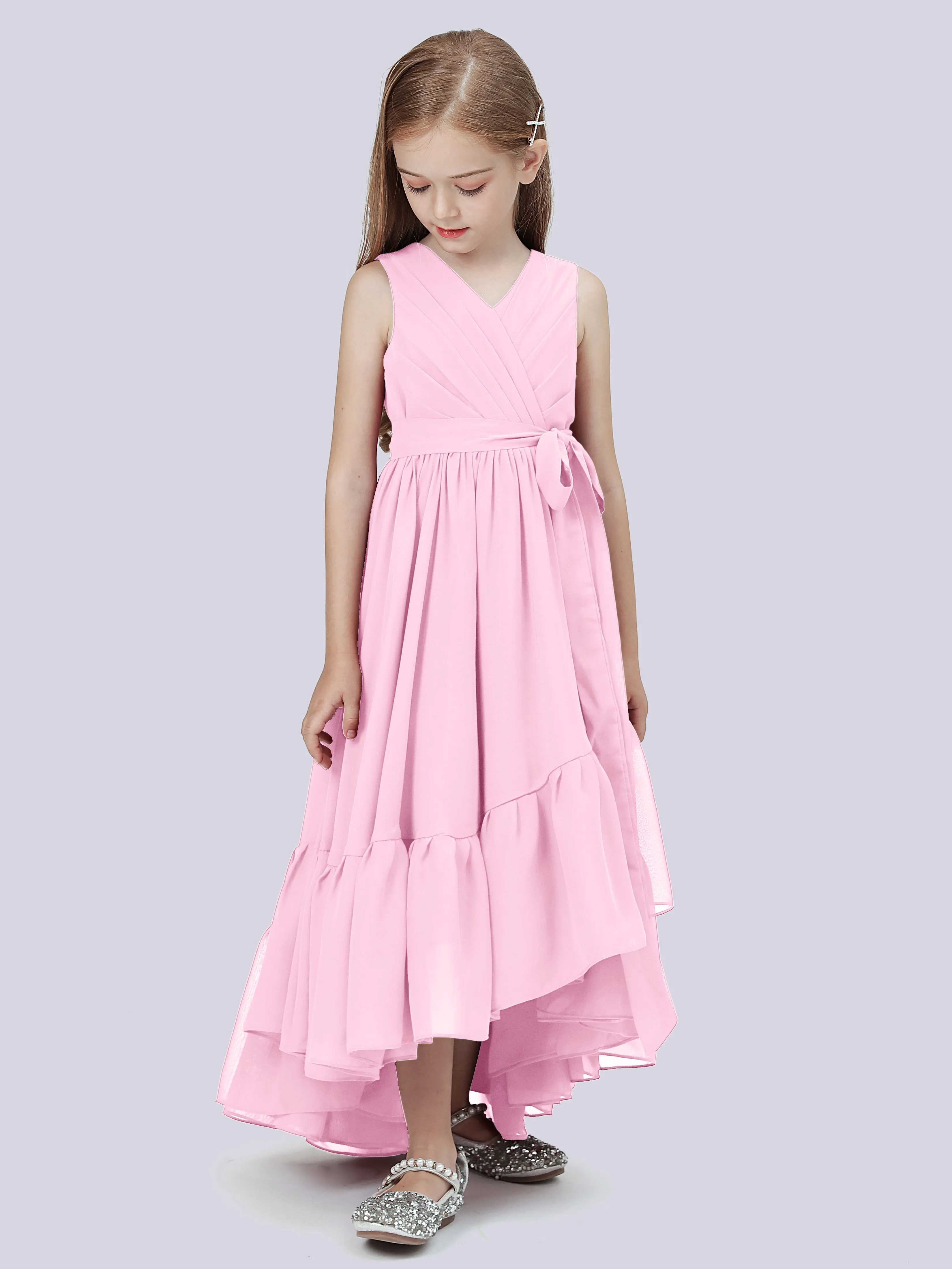 Chiffon High-Low Junior Bridesmaid Dress