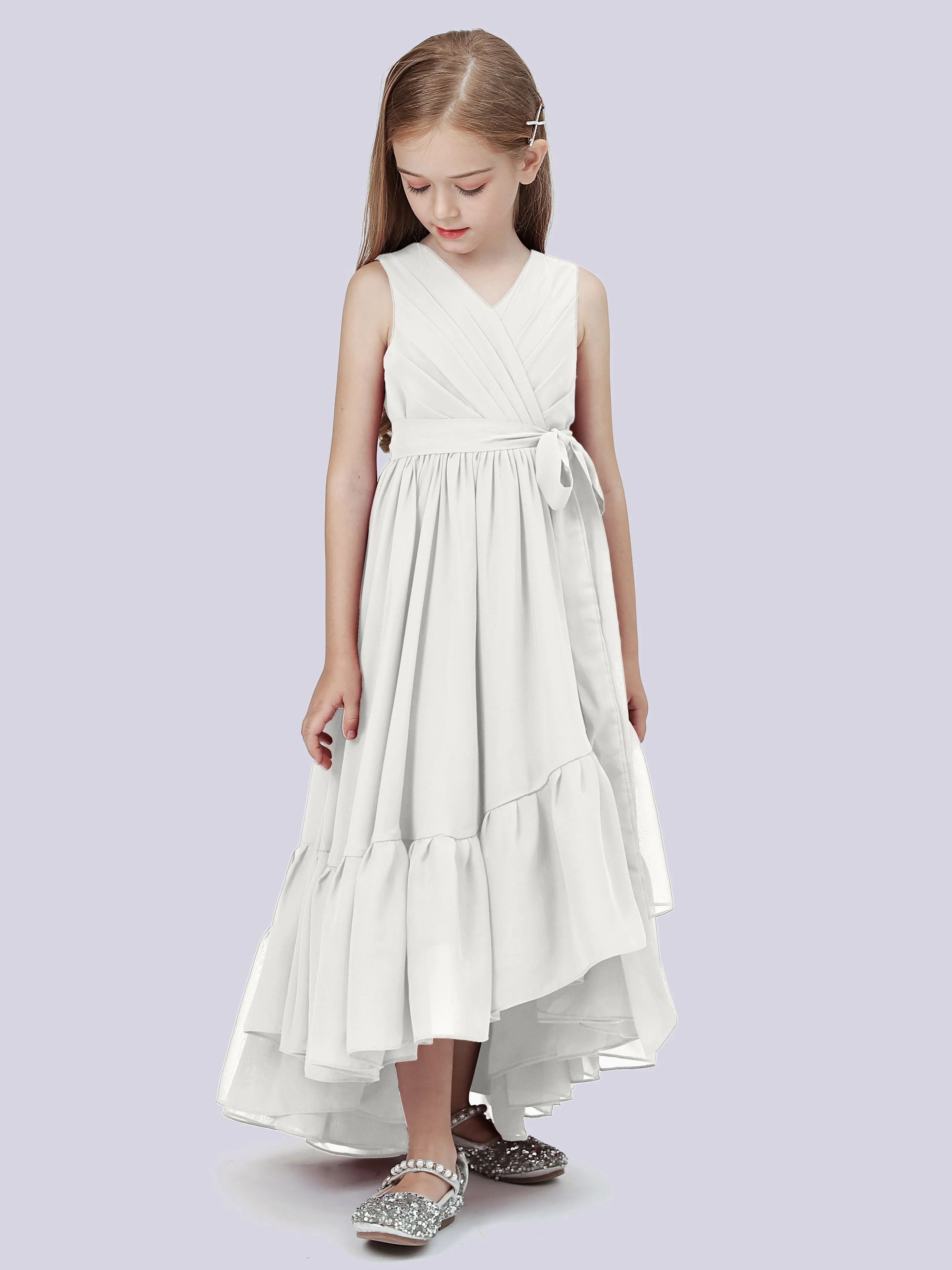 Chiffon High-Low Junior Bridesmaid Dress