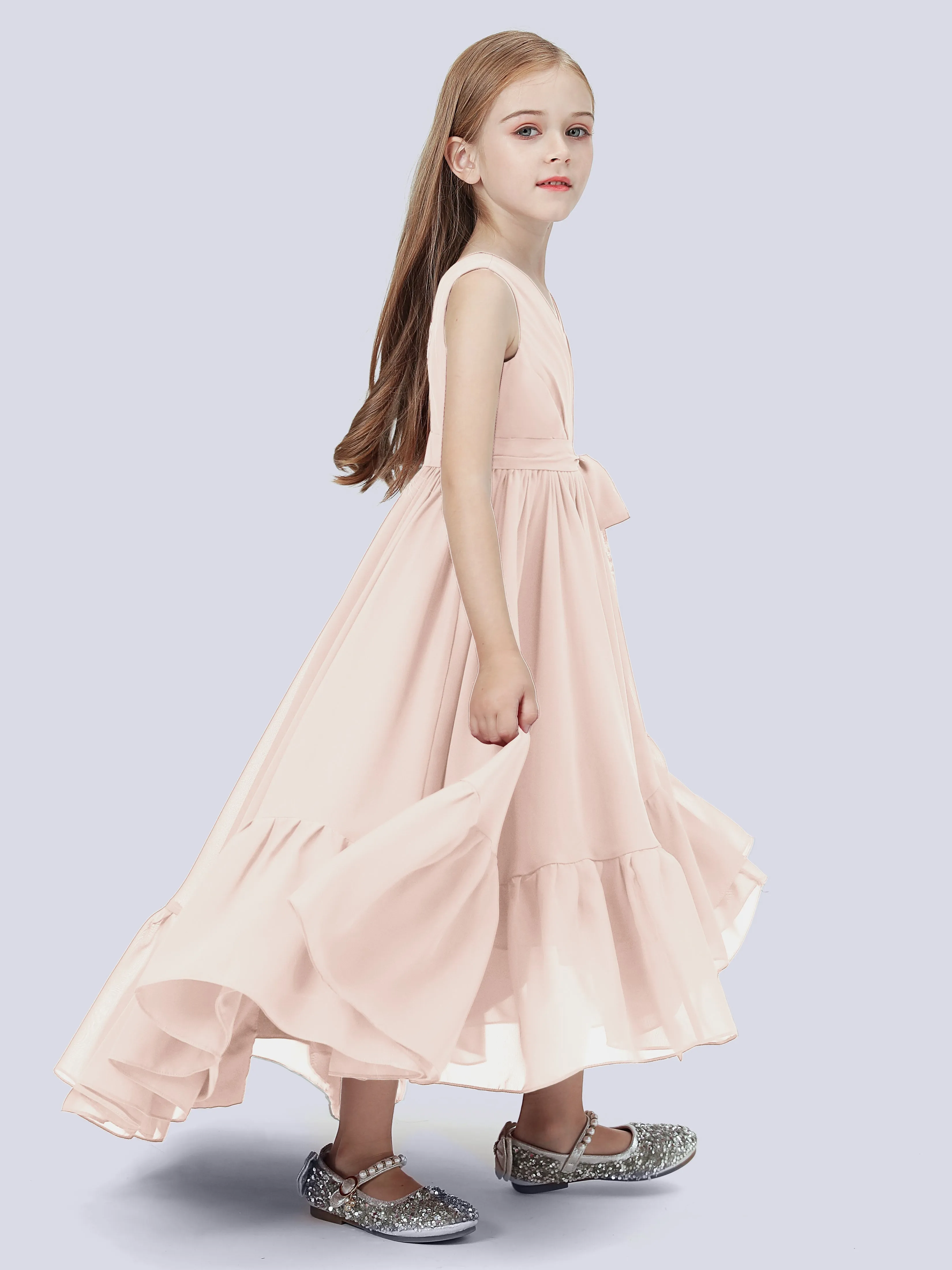 Chiffon High-Low Junior Bridesmaid Dress