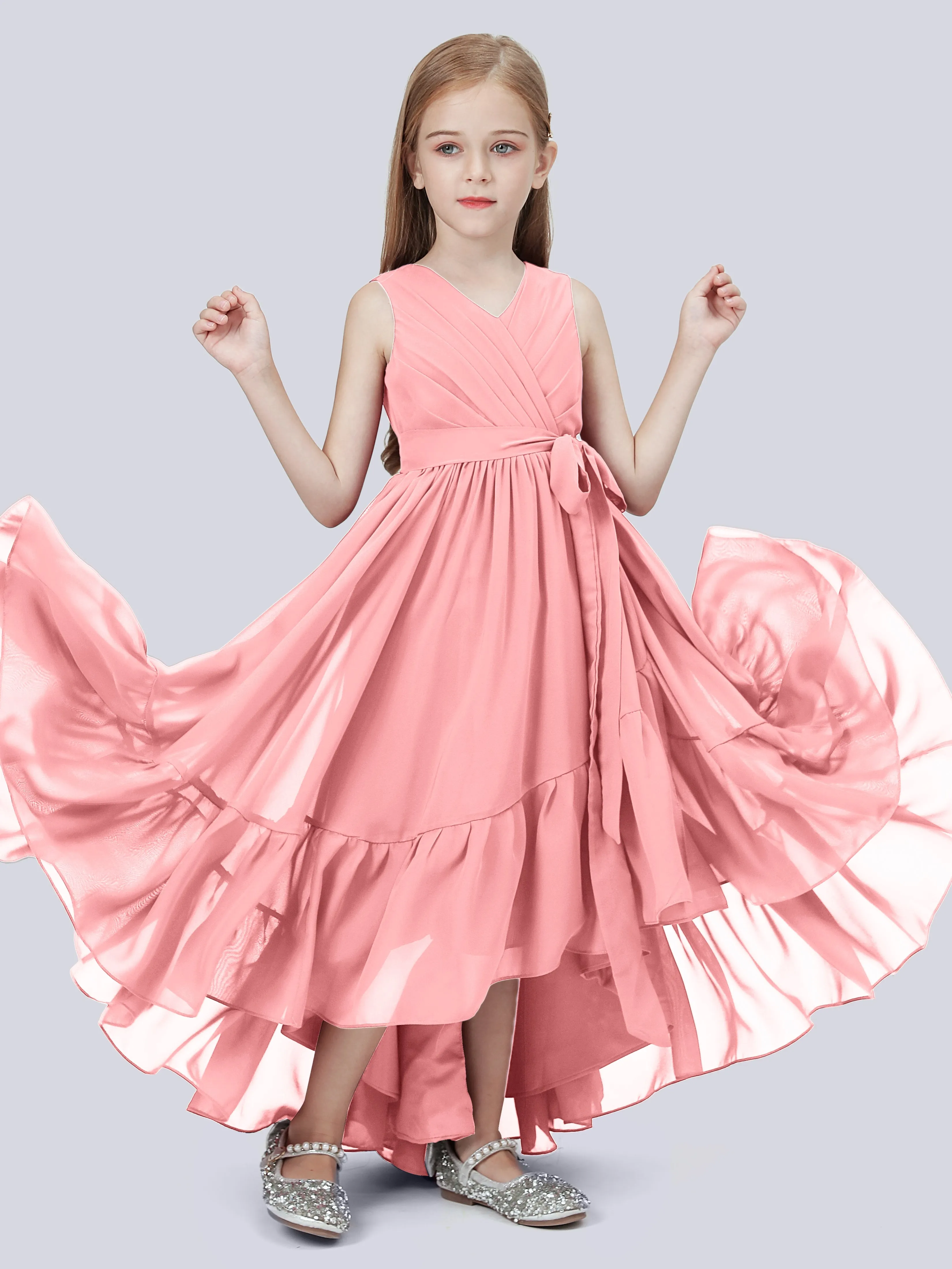 Chiffon High-Low Junior Bridesmaid Dress