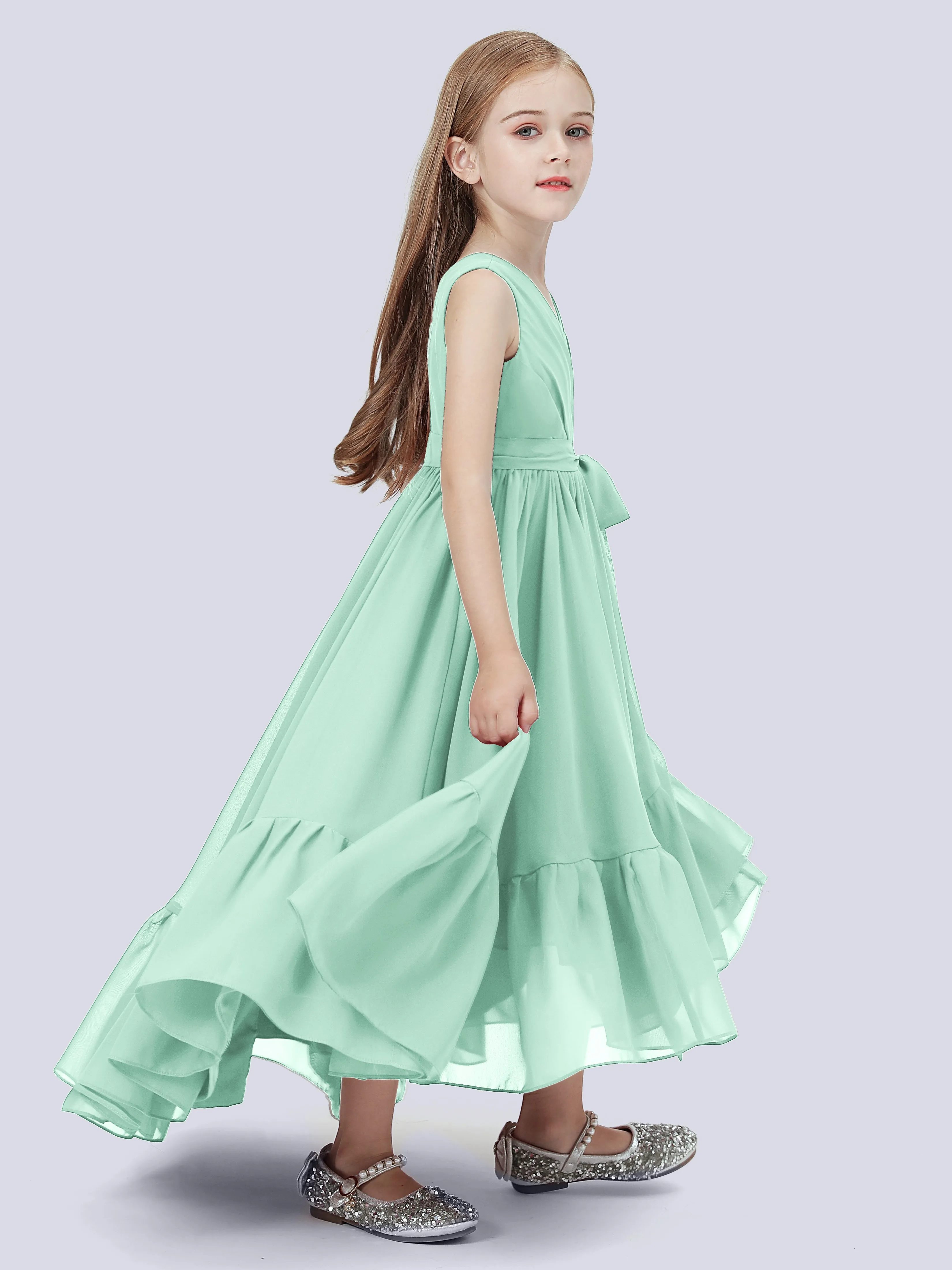 Chiffon High-Low Junior Bridesmaid Dress