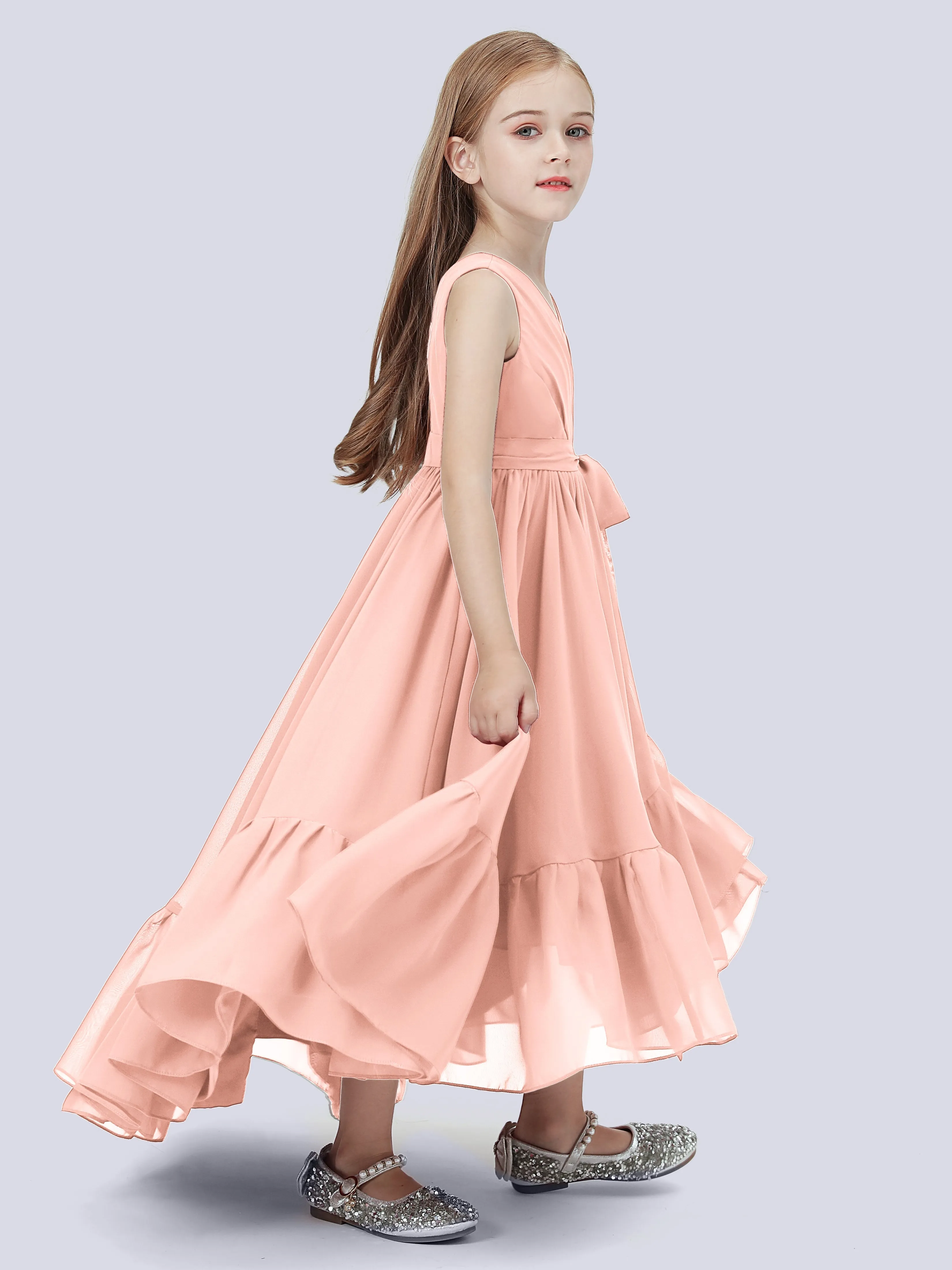 Chiffon High-Low Junior Bridesmaid Dress