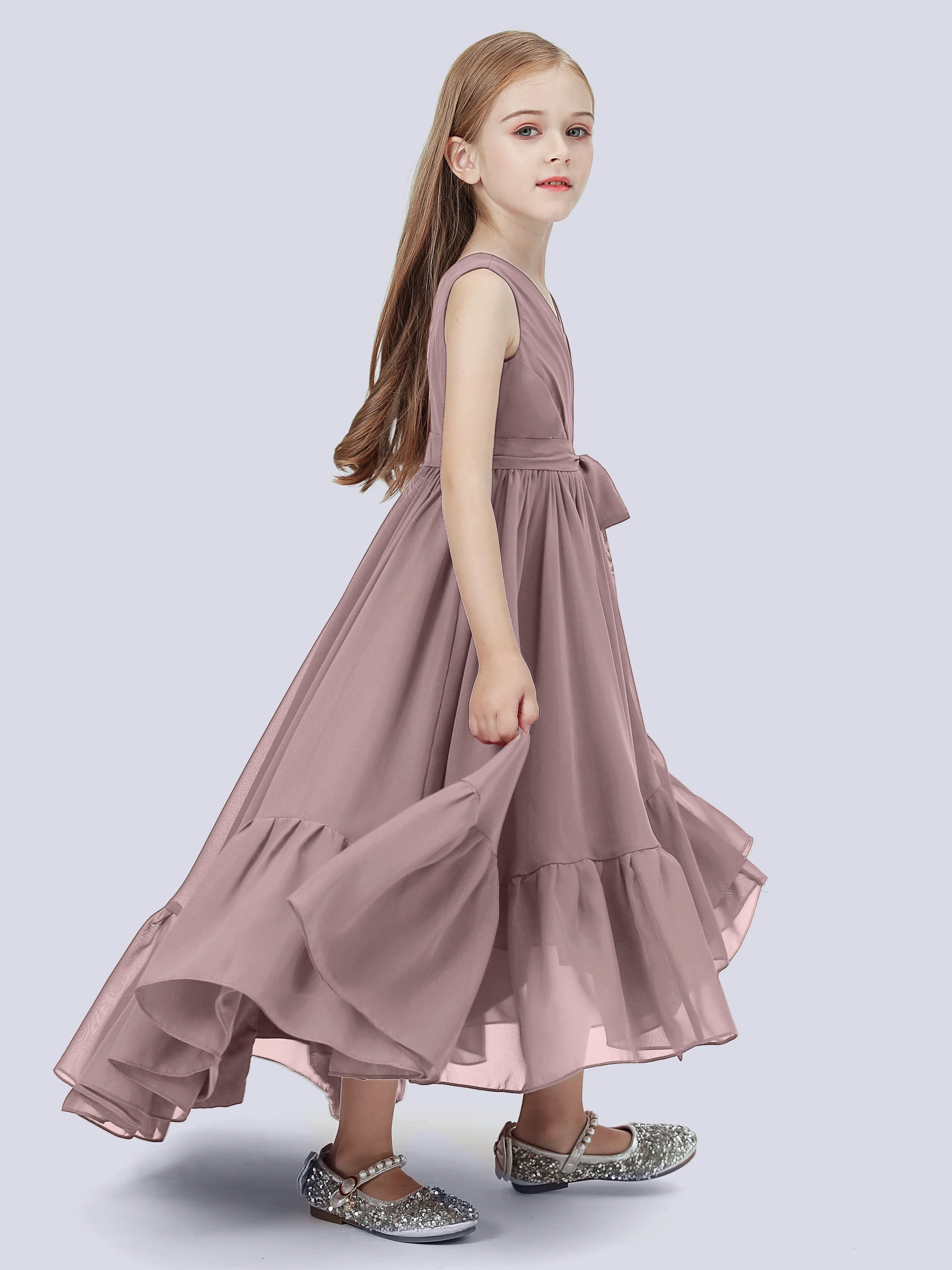 Chiffon High-Low Junior Bridesmaid Dress