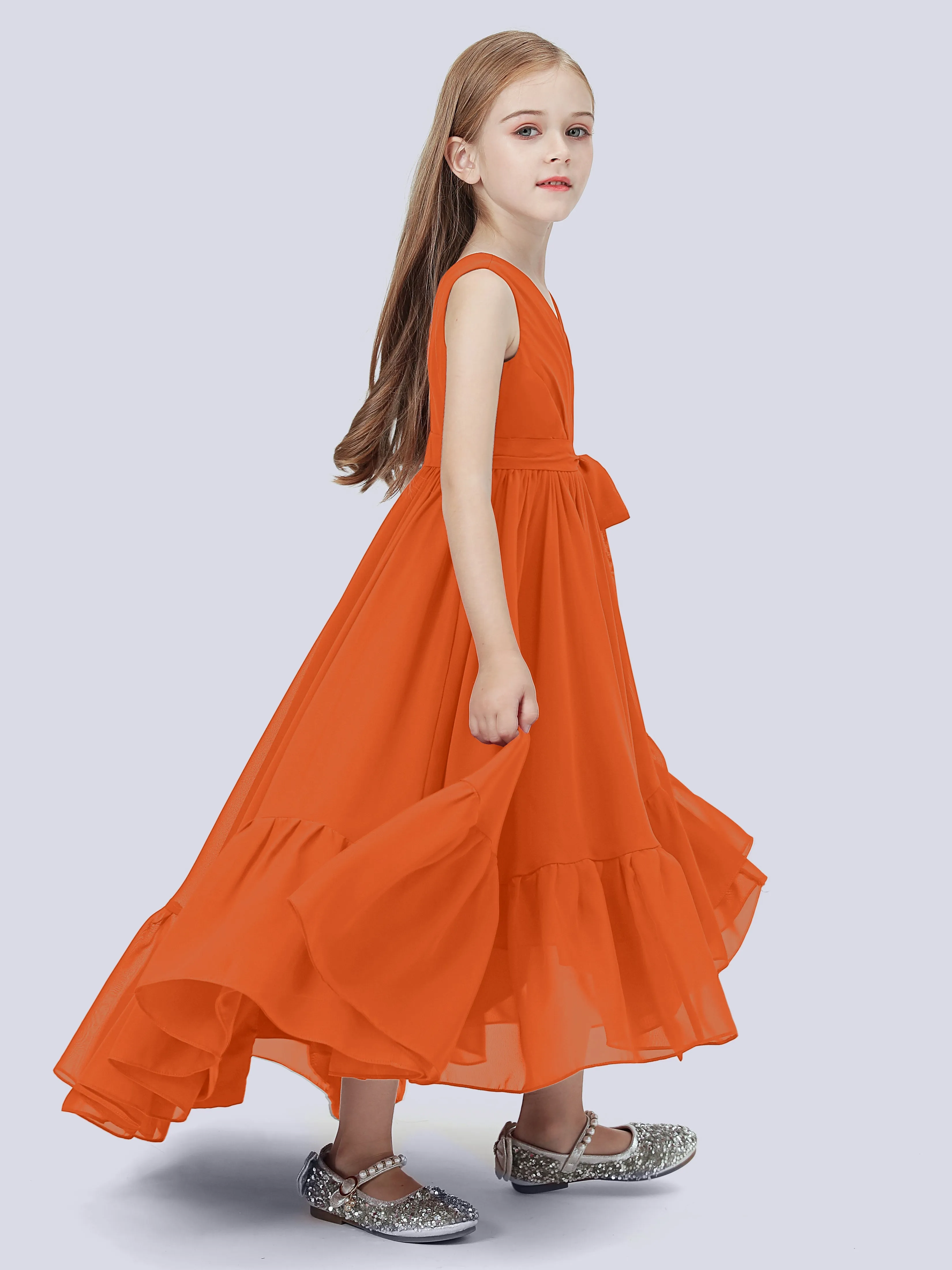 Chiffon High-Low Junior Bridesmaid Dress