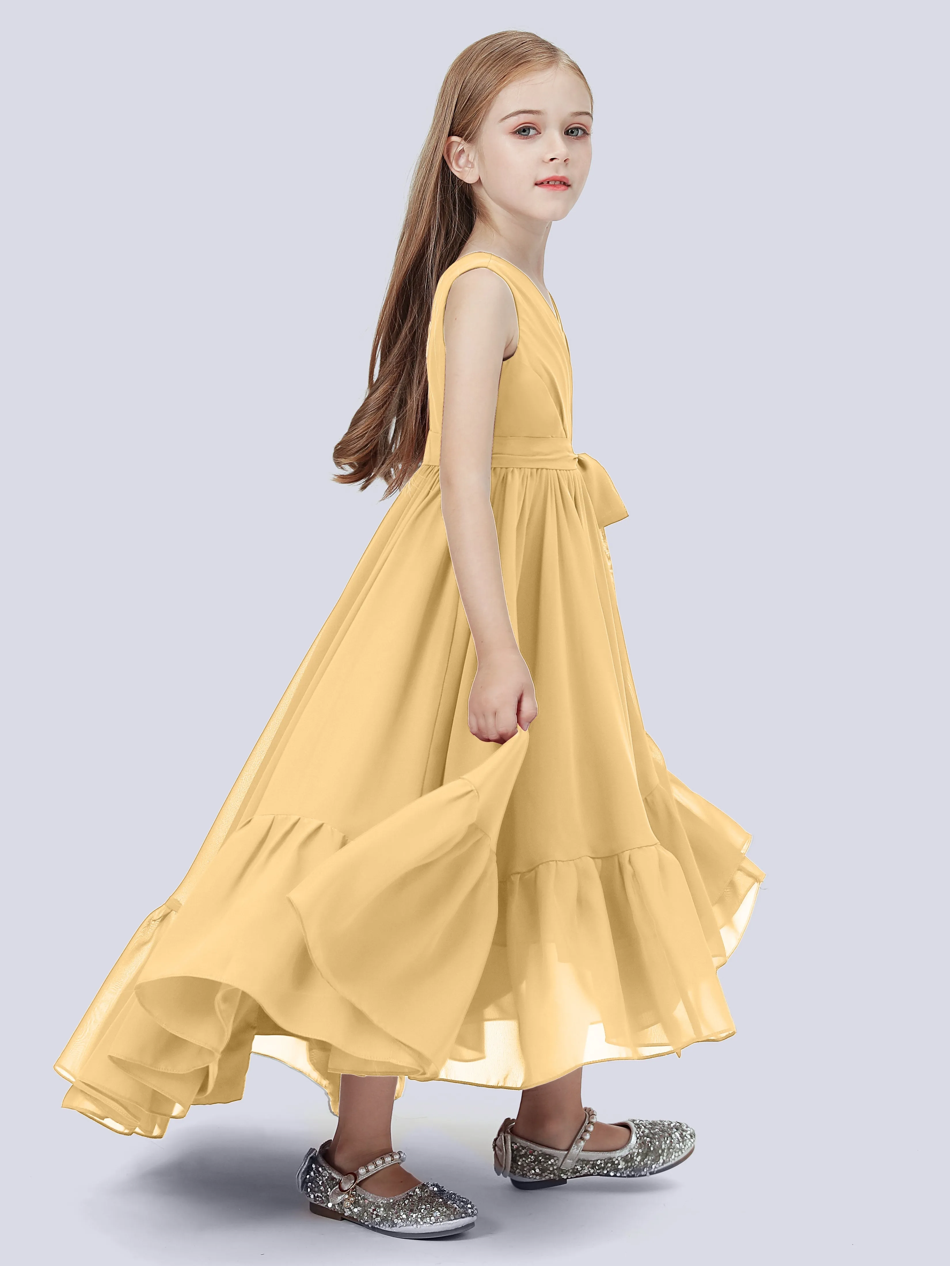 Chiffon High-Low Junior Bridesmaid Dress