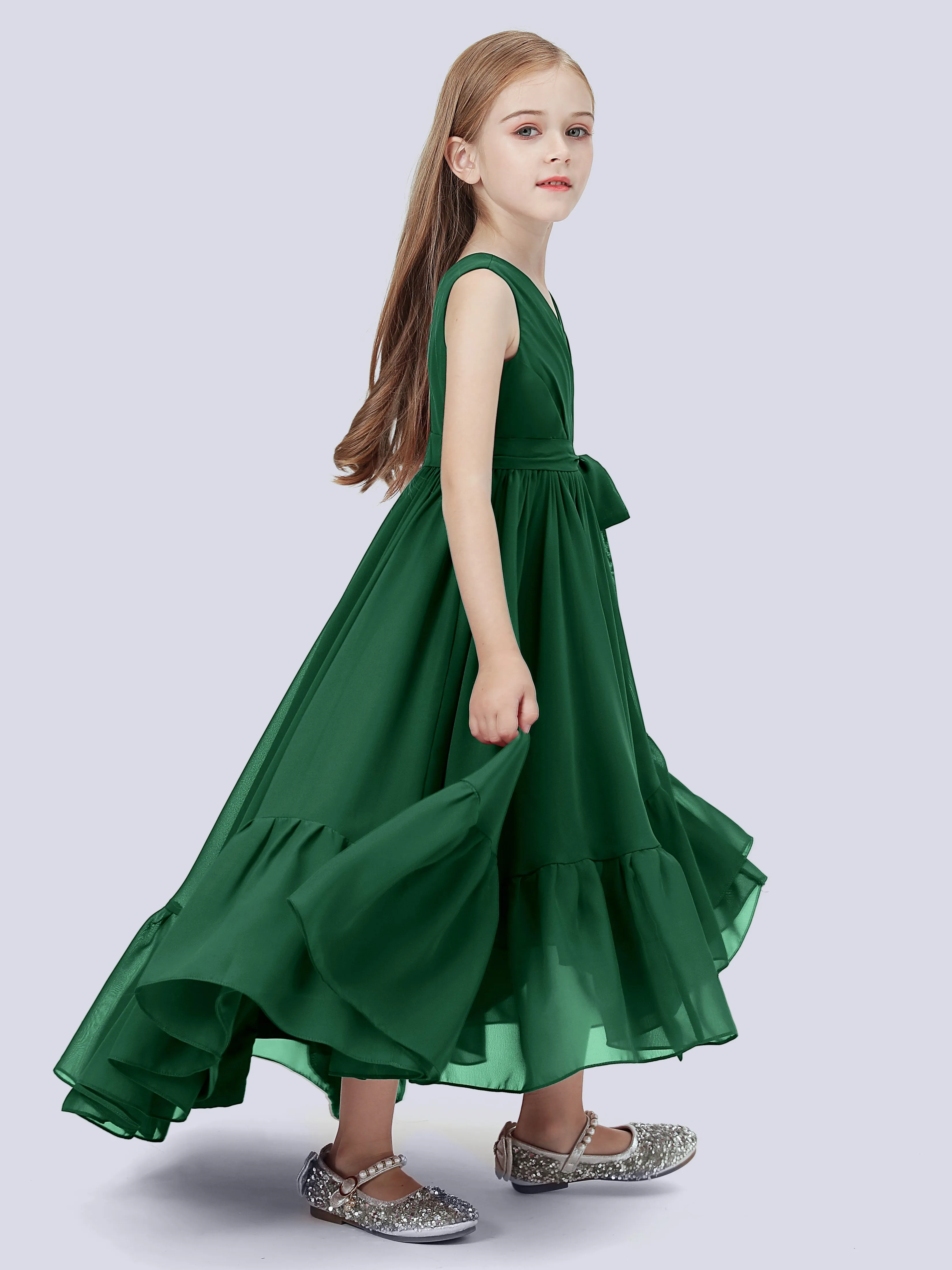 Chiffon High-Low Junior Bridesmaid Dress