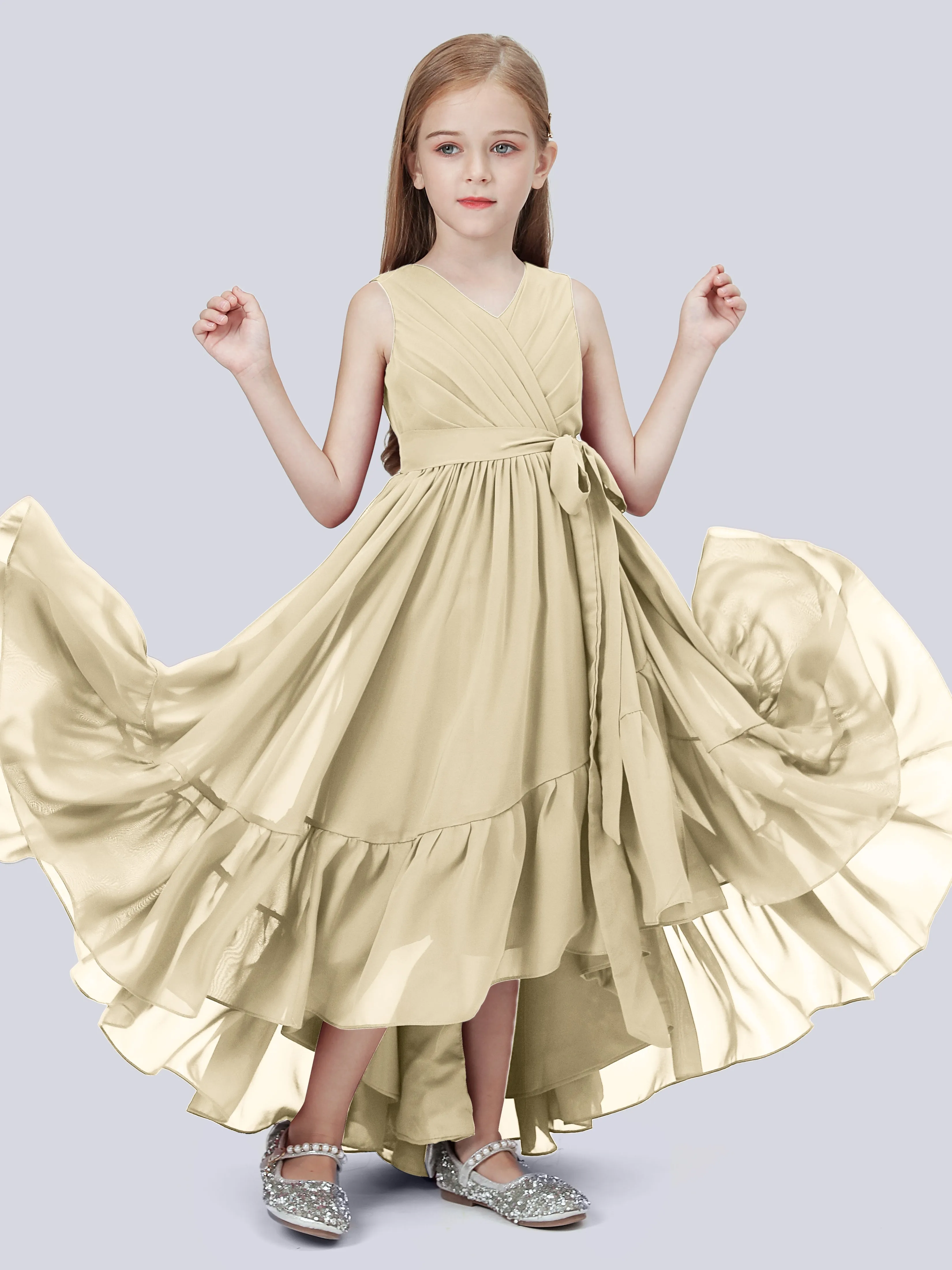 Chiffon High-Low Junior Bridesmaid Dress